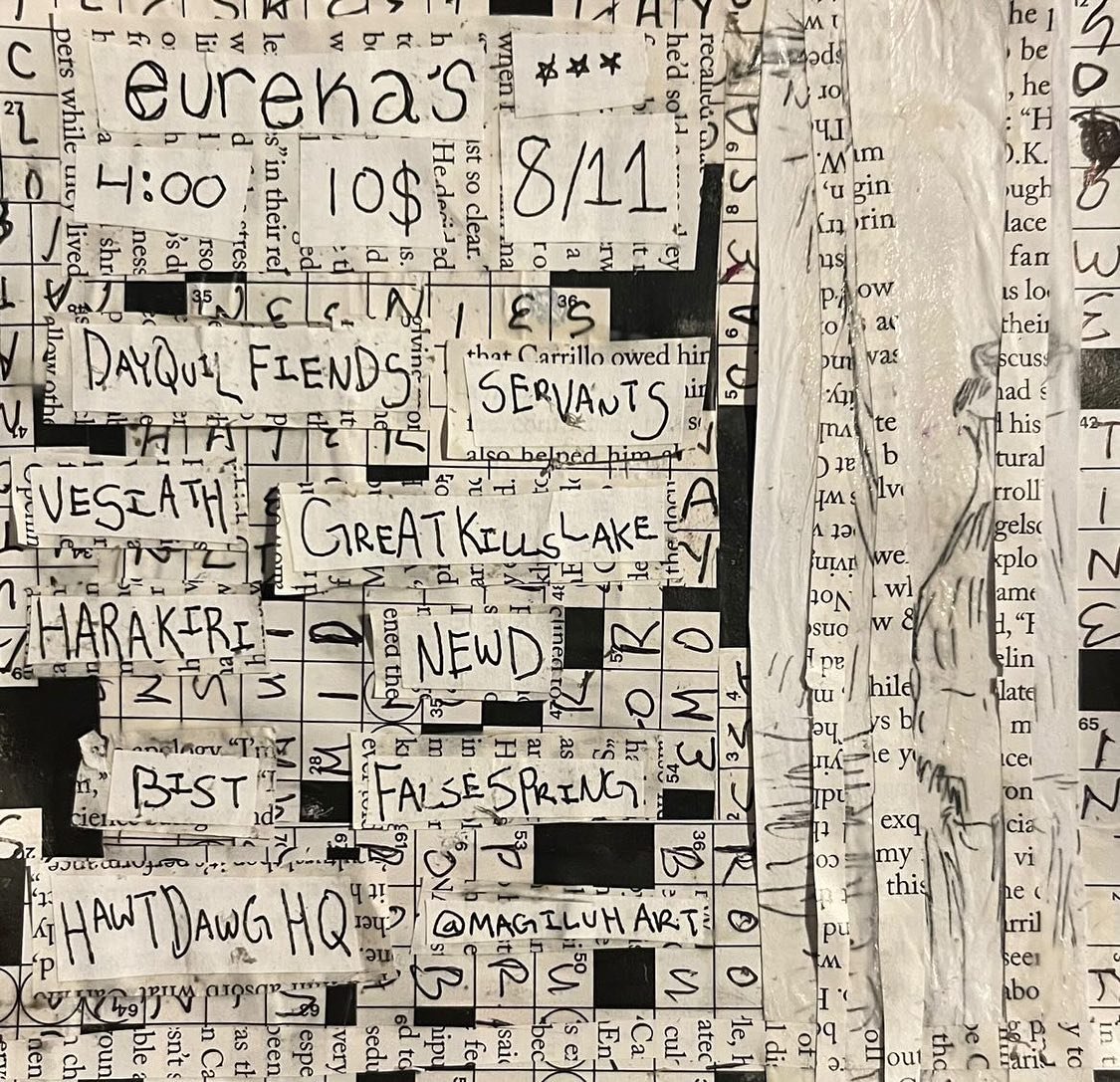 showwwww❕

we&rsquo;re playing at Eurekas in bushwick this sunday 
catch us at 4:45 

music starts at 4:00 
doors are $10

poster by @magiluhart