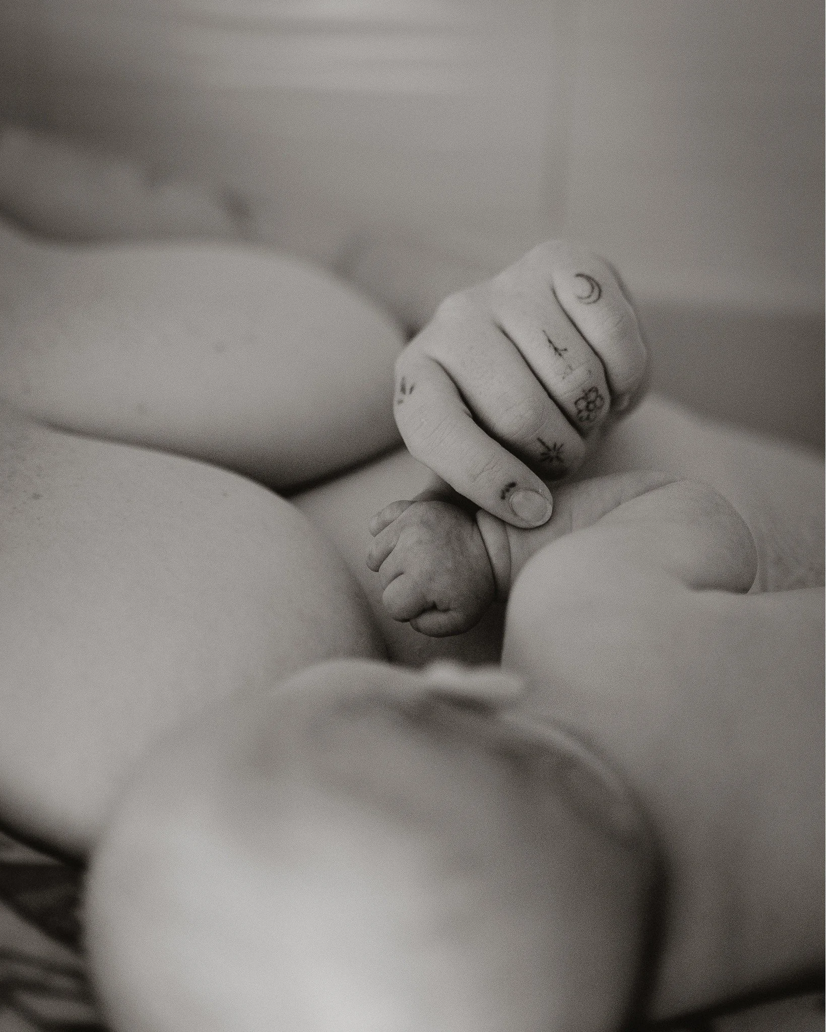 Whispers of new life.
The quiet hum of beginnings.
Tiny fingers searching for warmth,
soft skin against skin —
a love both ancient and brand new.
These are the moments that breathe between heartbeats —
milk-drunk sighs, the weight of a h