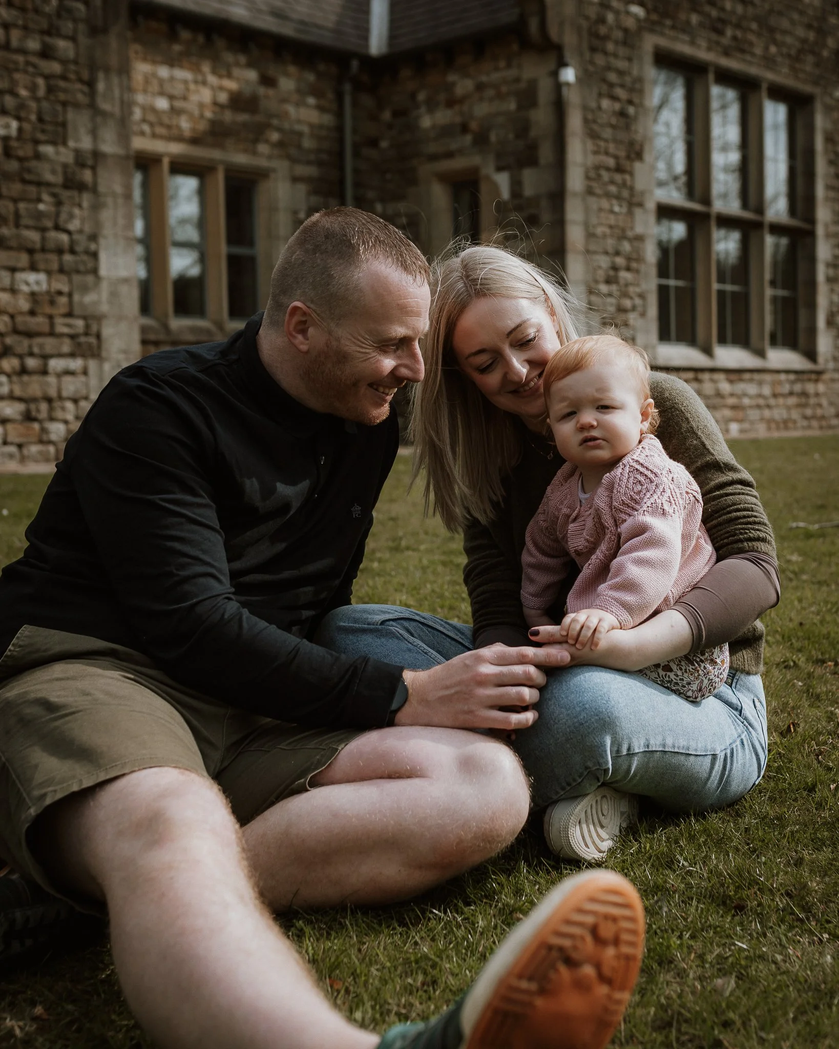 A family moment with mum, dad and baby Orla at the place where mum and dad had their wedding reception