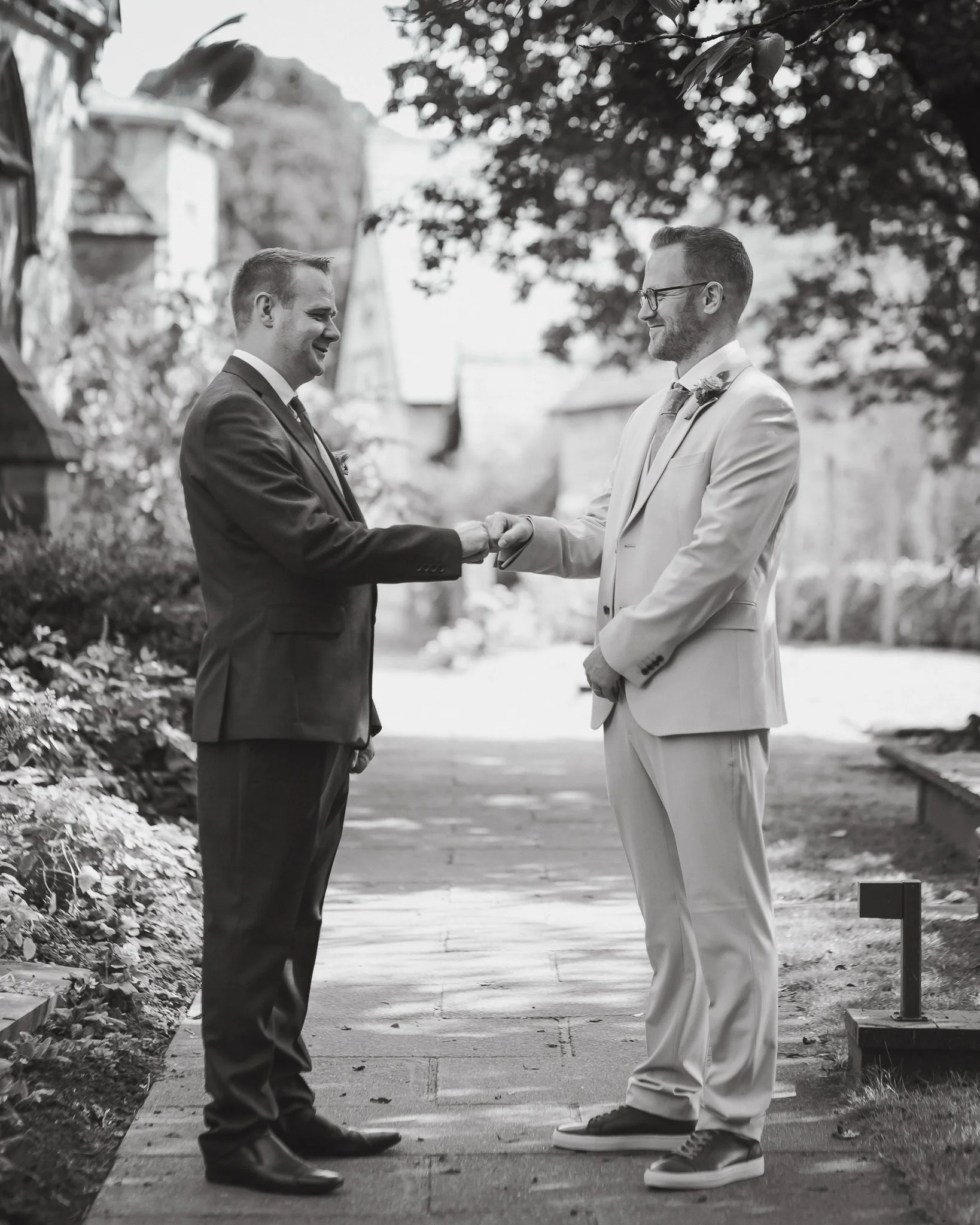 Erron & his best man outside the church