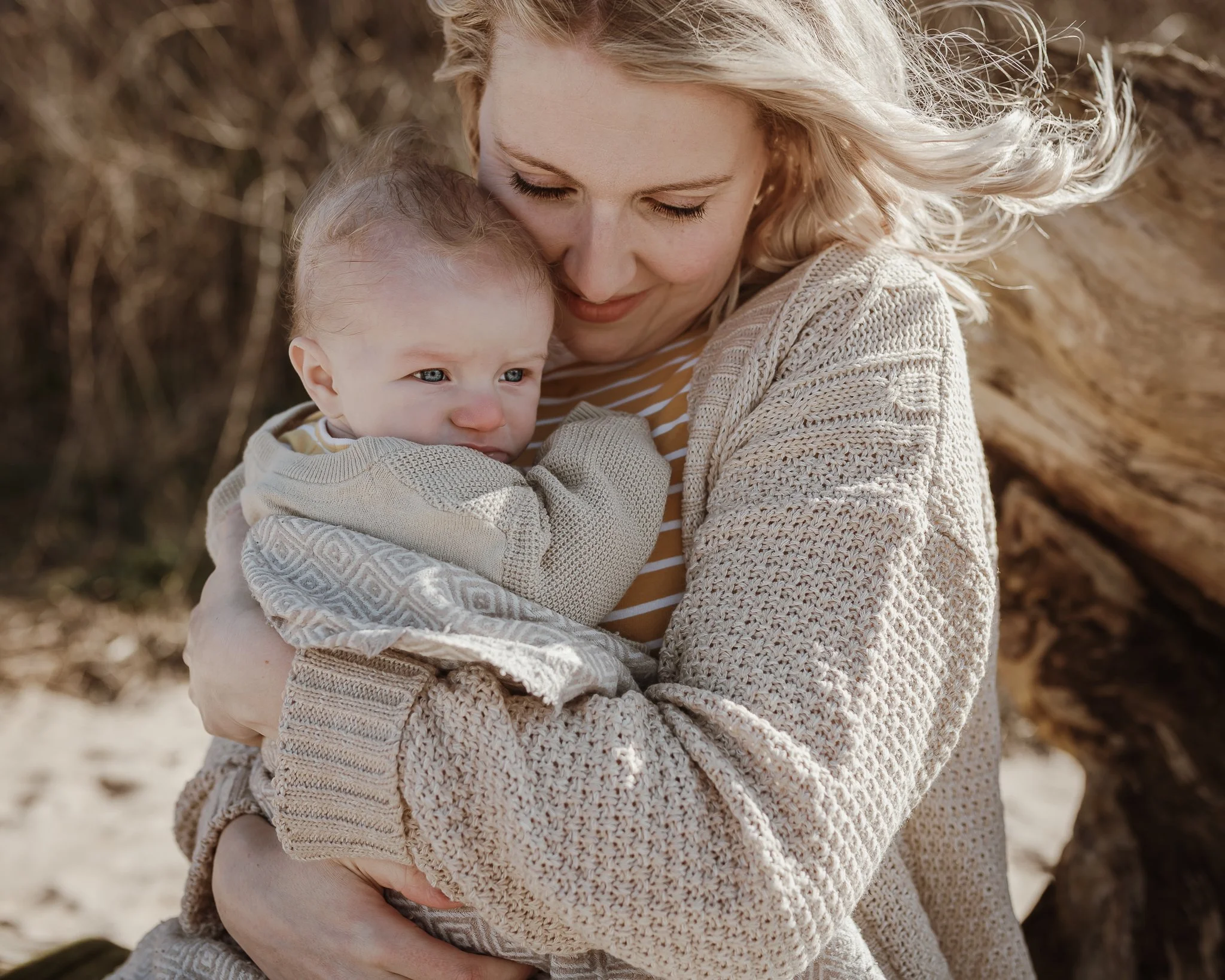 Mother & Baby cuddled up at Half Moon Bay