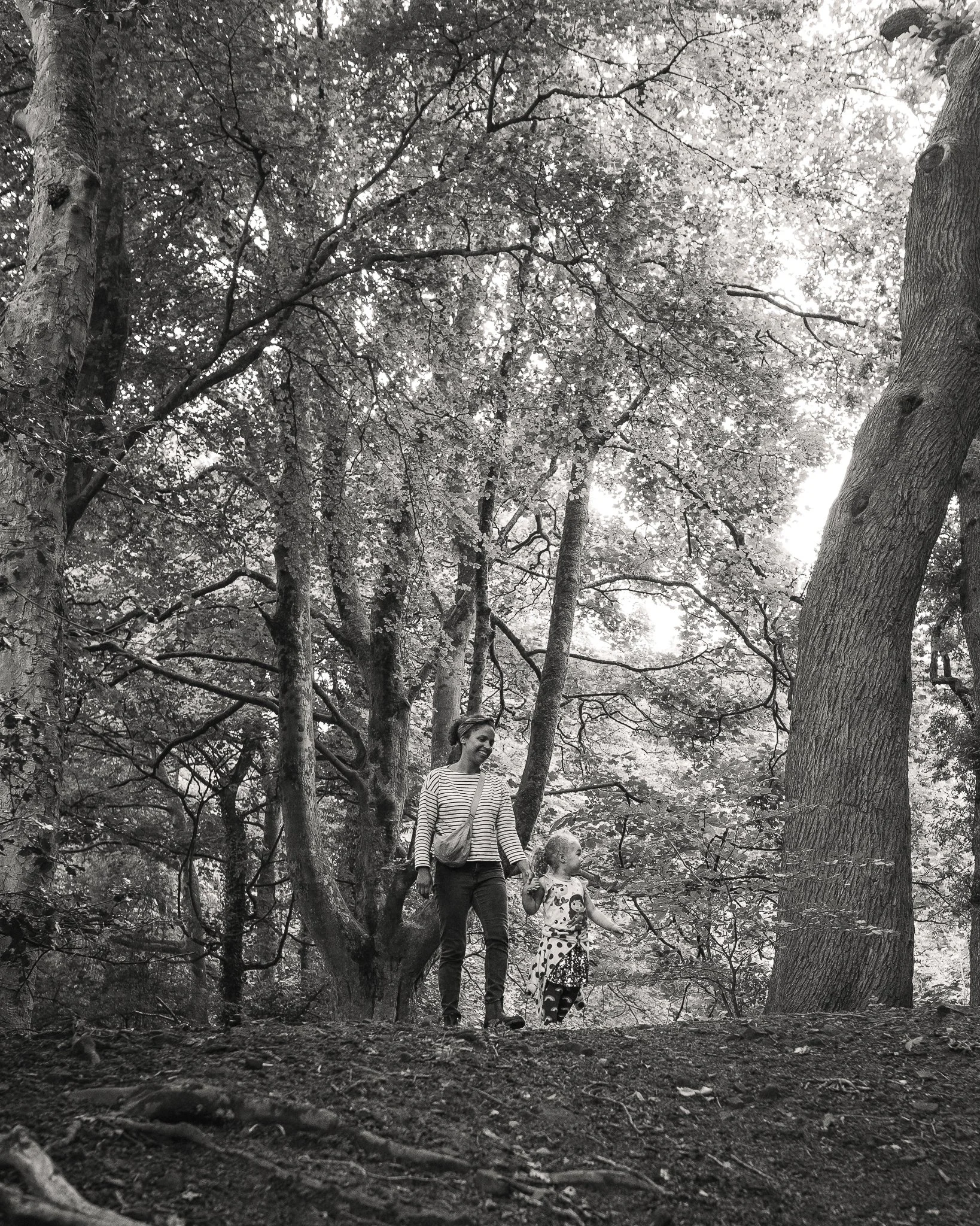 Photograph of Bryony & her daughter in the forest at Williamson Park