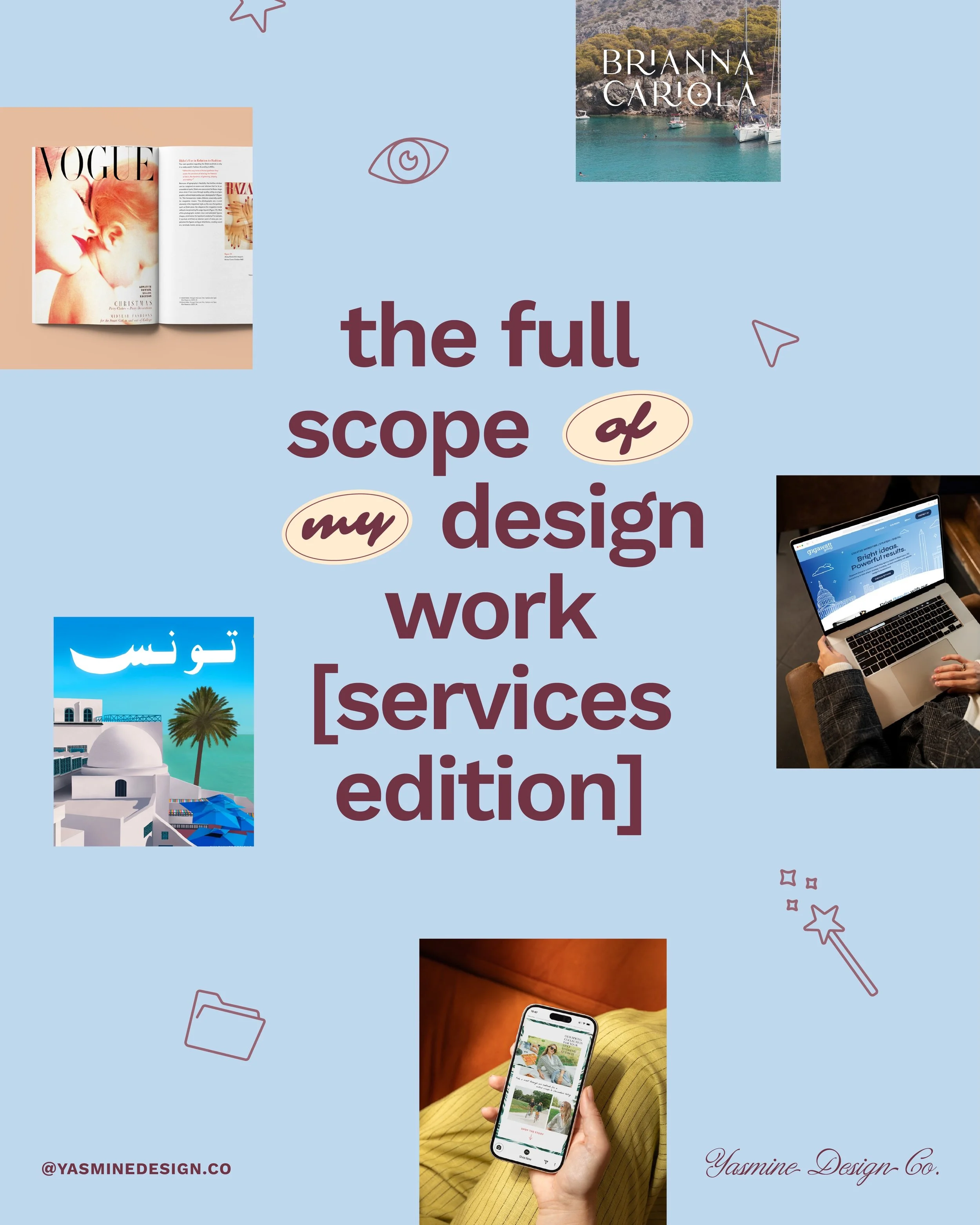 A full menu of what I design, for anyone curious what that actually looks like 👩🏻&zwj;💻  #graphicdesign #designservices #brandidentity #smallbusinessdesign #creativeentrepreneur