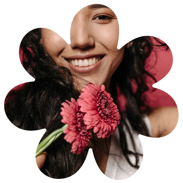Flowerful Hair Salon brand identity floral silhouette masking shape graphic used as a photography cropping and layout element for brand design applications.