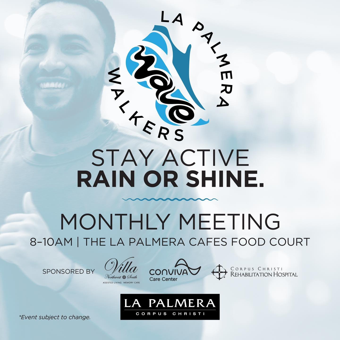 Get moving with us 👟🤸 this Tuesday at 8am in La Palmera Cafes Food Court for our FREE monthly Wave Walkers event! Exercise your mind and body with bingo and Zumba. Available for all ages and fitness levels.