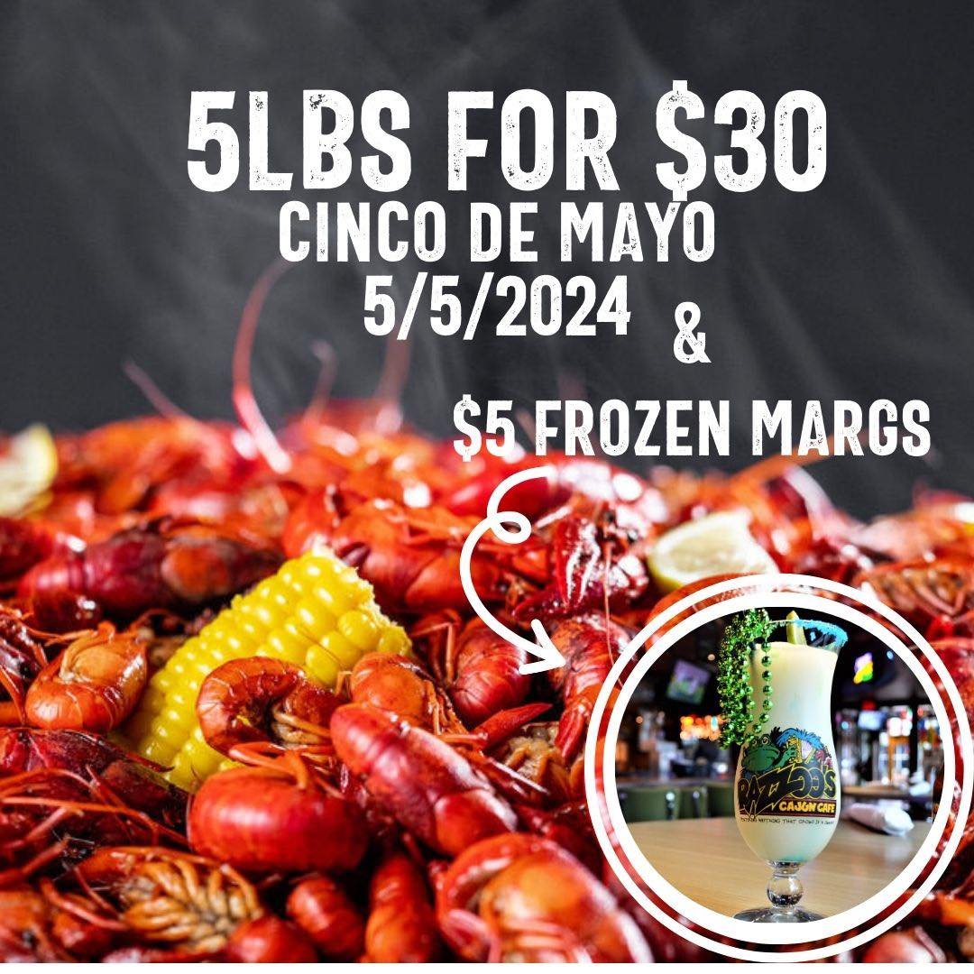 Happy Cinco de Mayo from @razzooscajun at La Palmera! We are celebrating with 5lbs of crawfish 🦞 and $5 margs. 💃