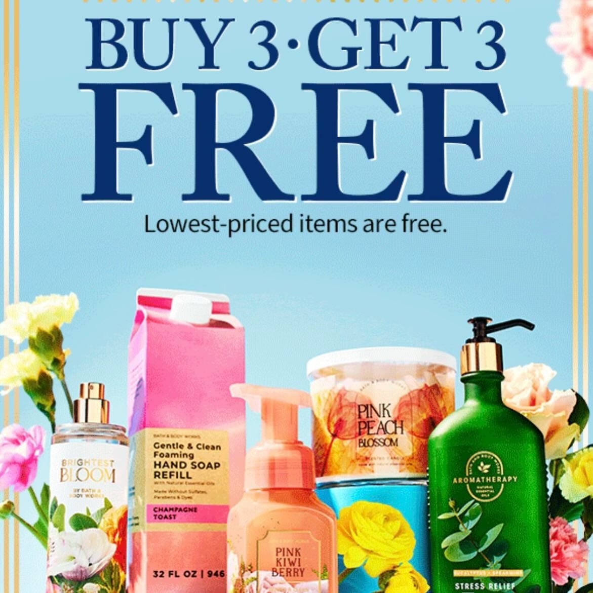 Happy Mother&rsquo;s Day! Get Mom all the fresh scents with the buy 3, get 3 sale happening today at @bathandbodyworks 💐💕