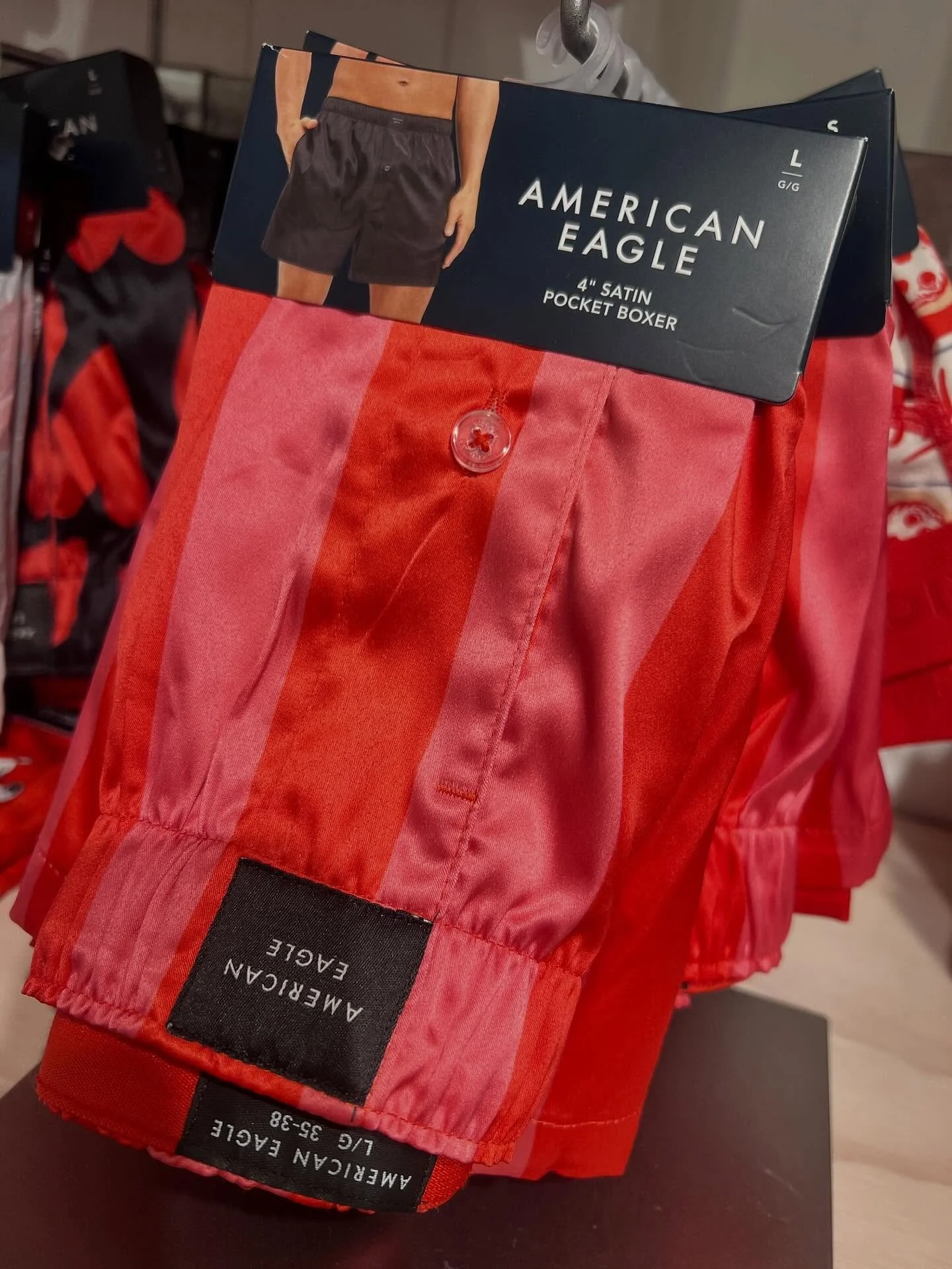 When it comes to Valentine gifts for him, nothing beats these satin boxers WITH POCKETS or mom-stitched striped socks for the guy with a healthy bond with his mom. 🫶 Available at @americaneagle at La Palmera