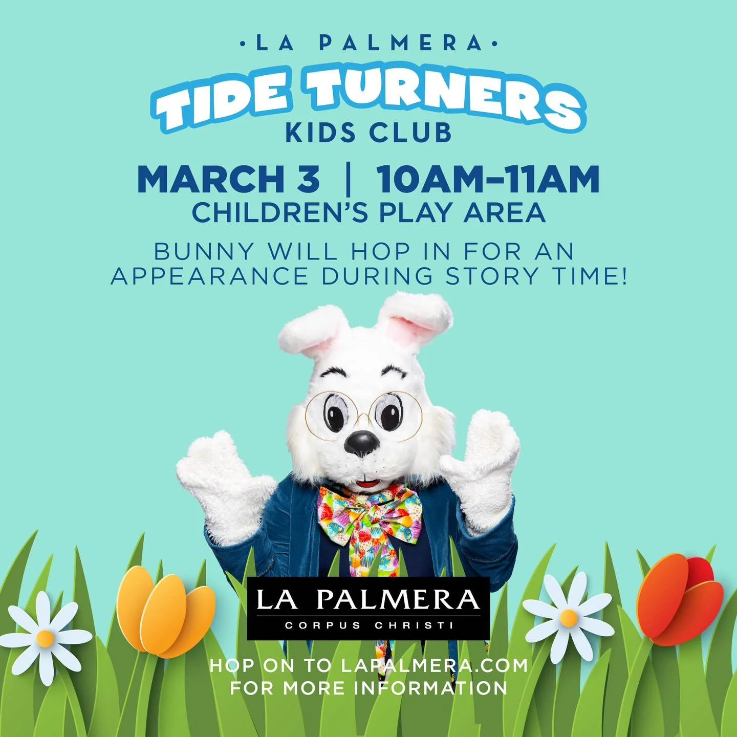 Join us for Storytime with Bunny, part of our monthly Tide Turners Kids Club events designed for kids 5 and under. The free event is scheduled for Tuesday, March 3, from 10&ndash;11 a.m. near the Upper Level Children&rsquo;s Play Area. 📖🐰👧🏼👦🏻