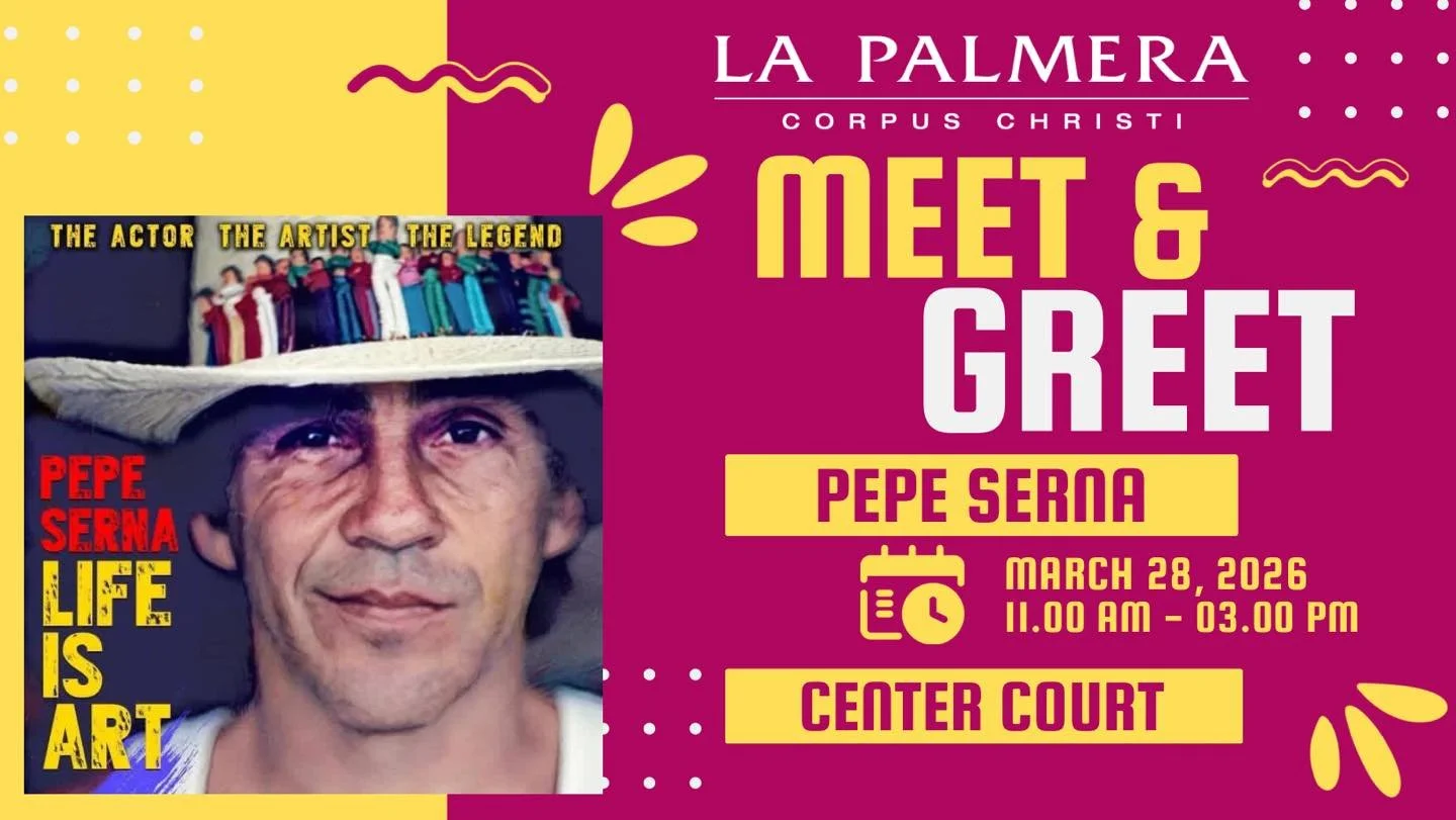 Meet legendary Hollywood actor and internationally renowned visual artist Pepe Serna at La Palmera this Saturday! 🤩🎬 From 11:00am-3:00pm, guests can meet the Corpus Christi native and purchase his book &ldquo;Life is Art,&rdquo; which recounts his 