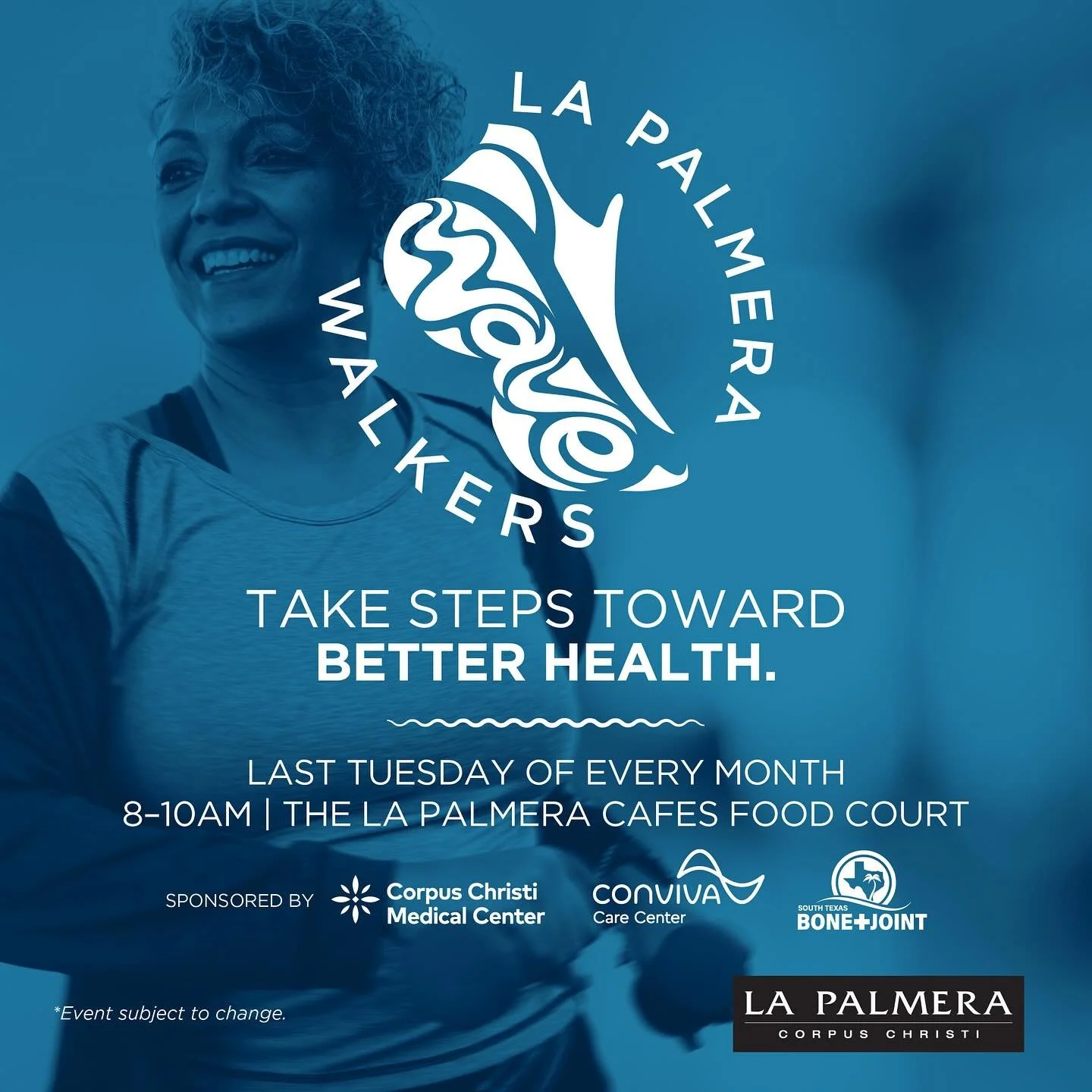 Join us next Tuesday, May 26 for Wave Walkers, a free club designed for walkers of all ages and fitness levels!

Every last Tuesday of the month, our free Wave Walkers programs are in La Palmera Cafes food court, starting with Bingo with prizes at 8a