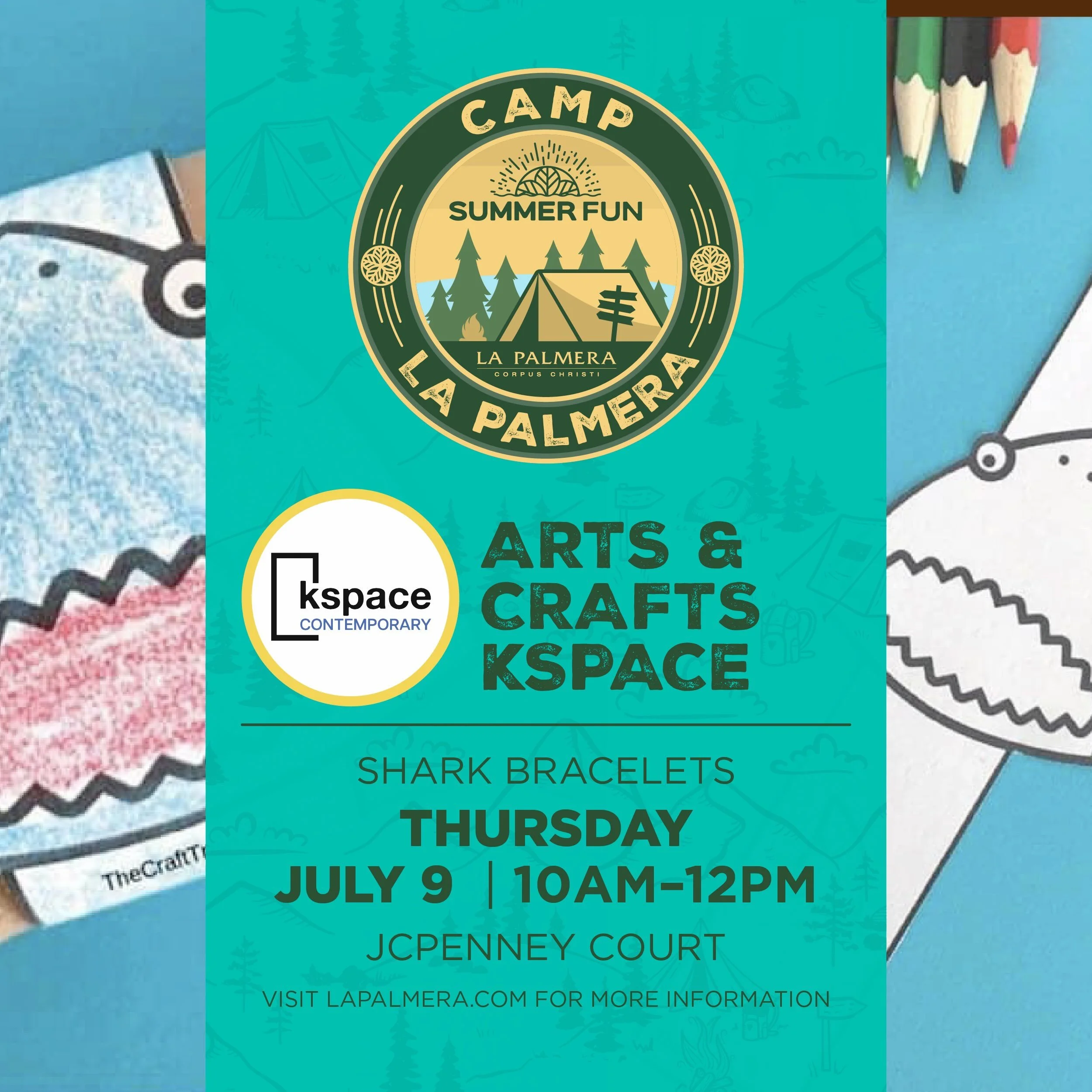 Today from 10am-12pm! Visit our friends from @kspacecontemporary to make shark bracelets 🦈 for all ages! While supplies last.