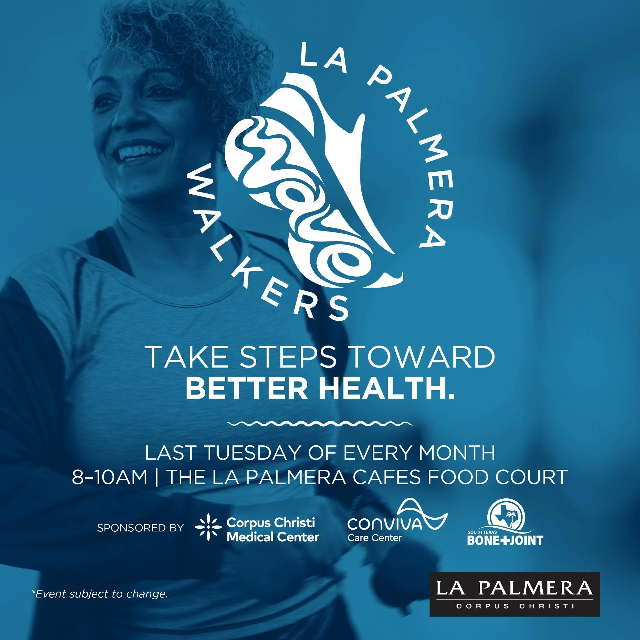 Lots going on tomorrow (Tuesday) at La Palmera! 🤸 Starting at 8am in the Food Court, get moving at our free Wave Walkers event with activities including bingo and a body movement class for all ages and fitness levels. Then at 6pm, join us for our FI