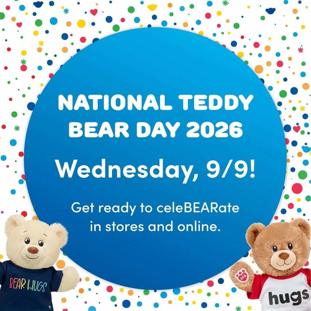 Save the date 🧸 National Teddy Bear Day 2026 is coming up on Wednesday, 9/9! Get ready to celeBEARate with @buildabear at La Palmera with coloring pages, bear ear headbands, a special heart ceremony, and an EXCLUSIVE day of promotion!💰