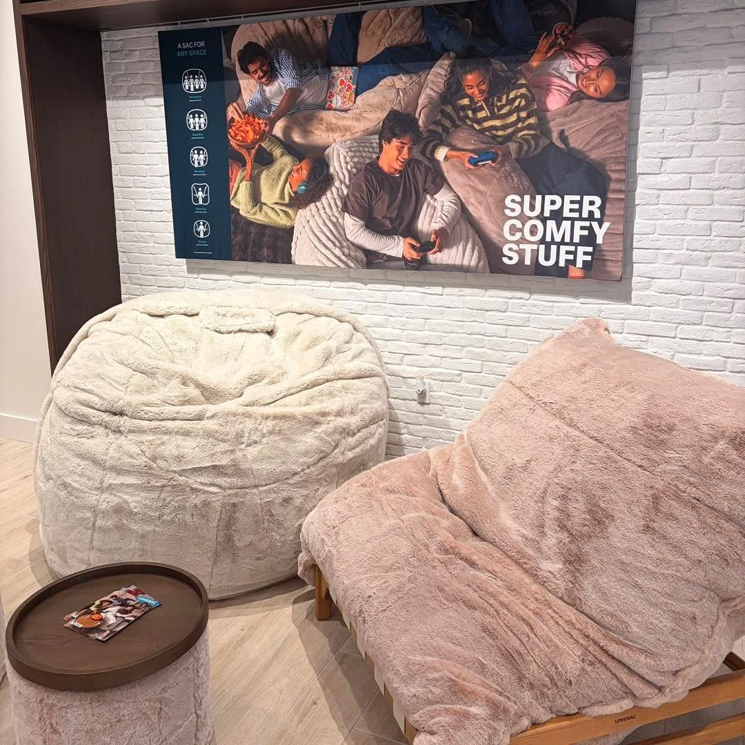 Cooler weather calls for a super comfy zone at home! 🛋️ Visit the @lovesac showroom at La Palmera to create your own custom setup built from your selection of fabric, colors, and pieces.