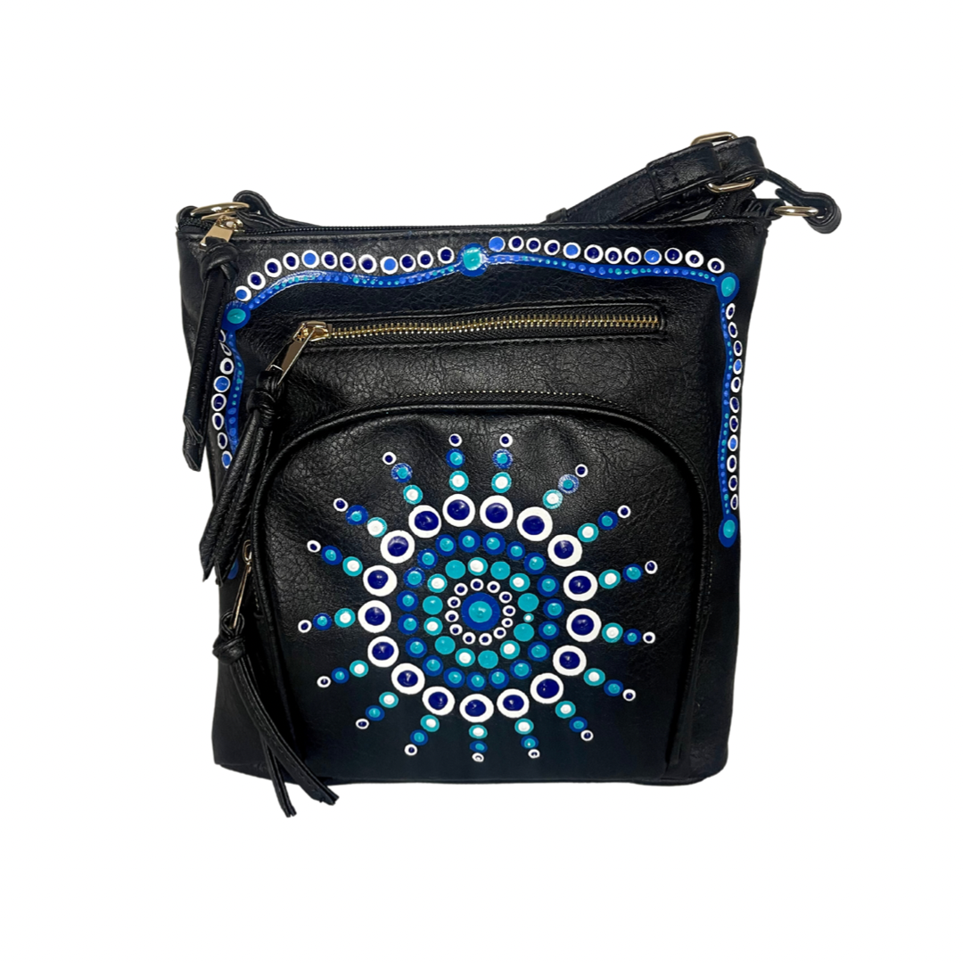 Double Zip Crossbody- Black Pascal