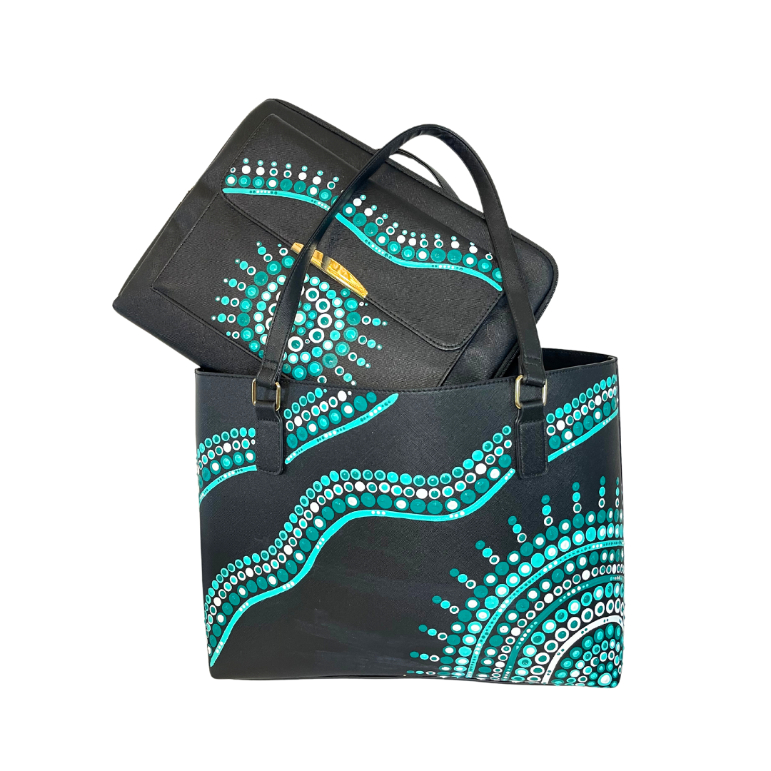 Tote Bag & Laptop Case- Green/Black