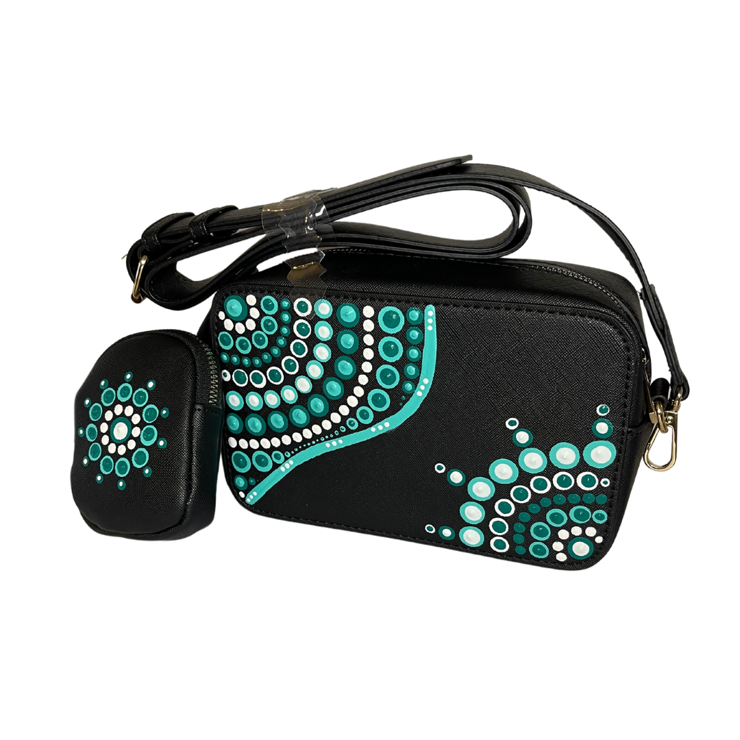 Crossbody Bag- Green & White