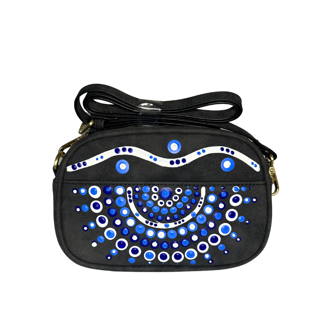 Front Pocket Crossbody- Blue/White