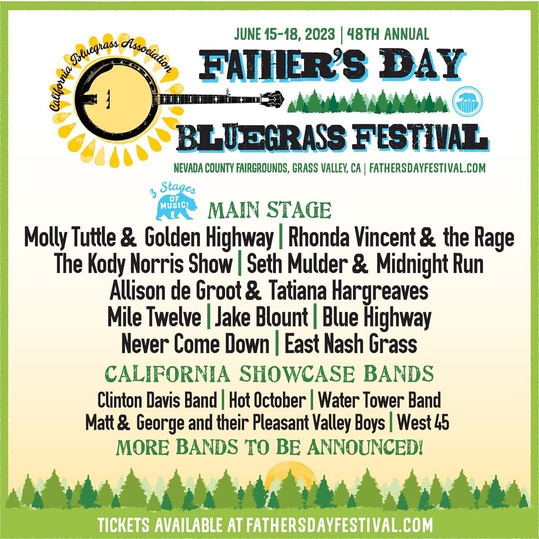 Festival season!! We can almost see you, far, far off in the distance&hellip; So stoked to head to Grass Valley this June for the @californiabluegrass Father&rsquo;s Day Fest!! We&rsquo;re loving this lineup already ❤️🫶❤️&zwj;🔥