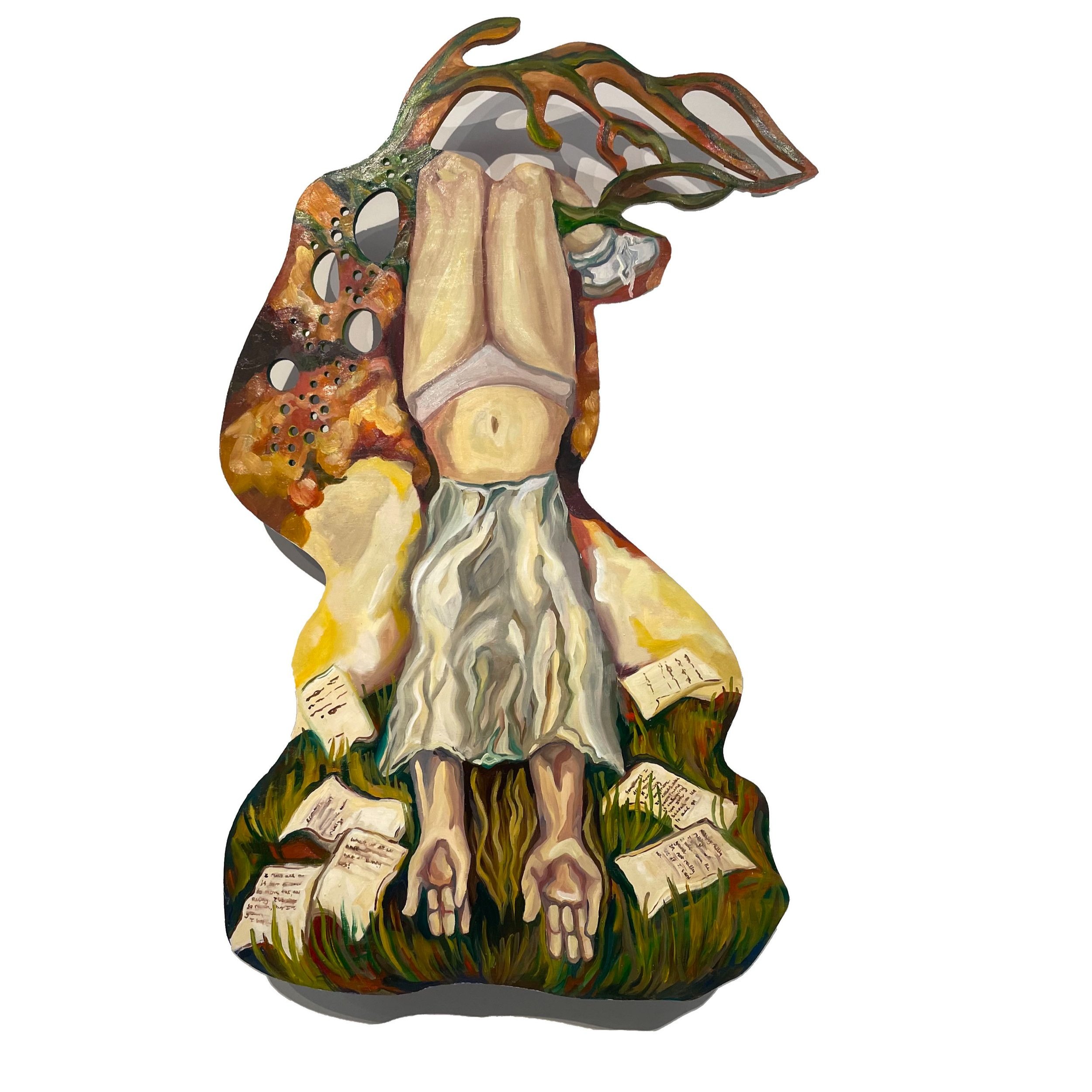 As Far As You Can Go, Oil on Hand Cut Panel, 46” H x 21” W X 4” D