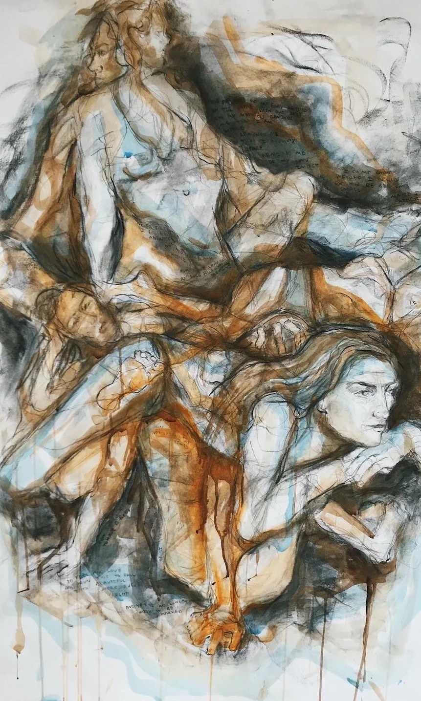 Repetition, Mixed Media on Paper, 48” H x 30” L, 2021