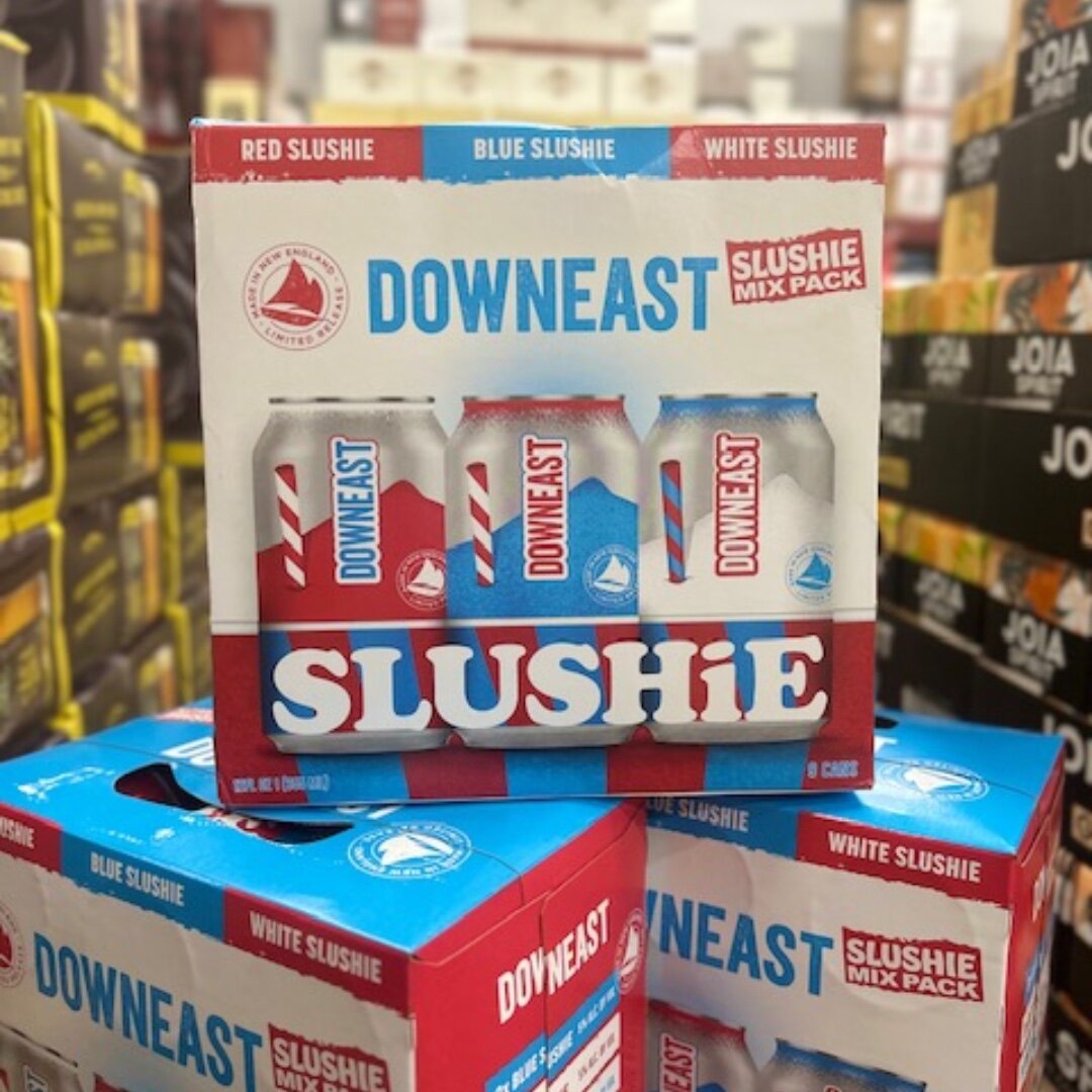 It's officially Slushie season (just ask your kids). Check out the new @downeastcider Slushie Mix Pack:
❤️ Red Slushie
💙 Blue Slushie
🤍 White Slushie
Currently just $16.99 at #liquorboyslp. Happy Slushie season!