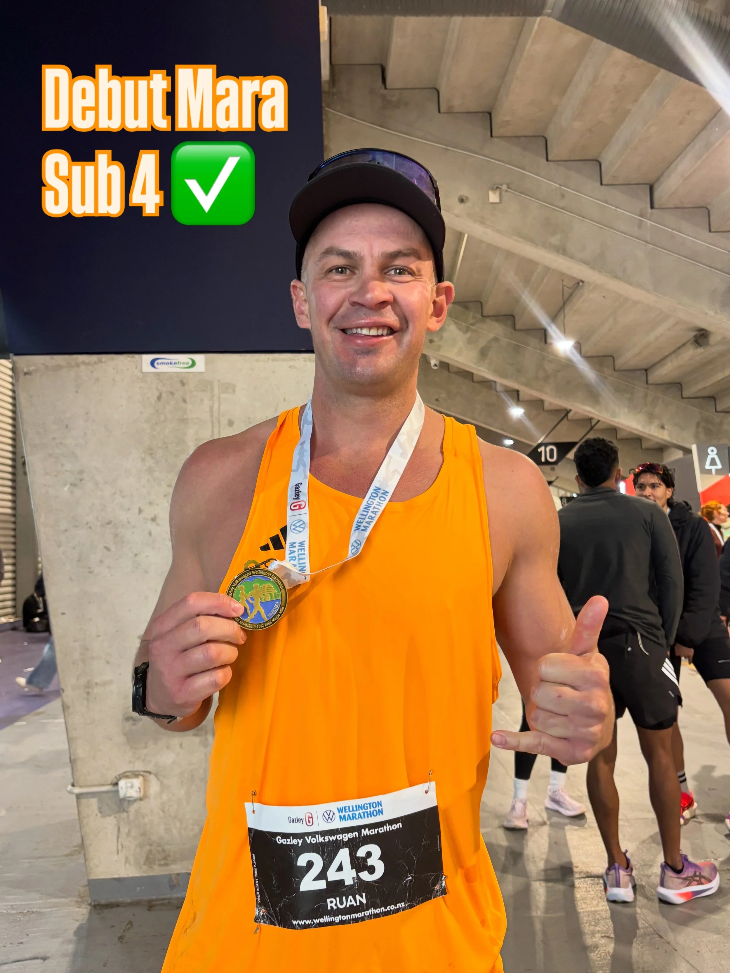 Huge congratulations to Ruan today for a fantastic run at the Wellington Marathon. A debut marathon for Ruan and the aim was to go for sub 4. 

Ruan came in at 3:59:30, sub 4 ✅

Super proud of how Ruan handled himself across the build as well as his 