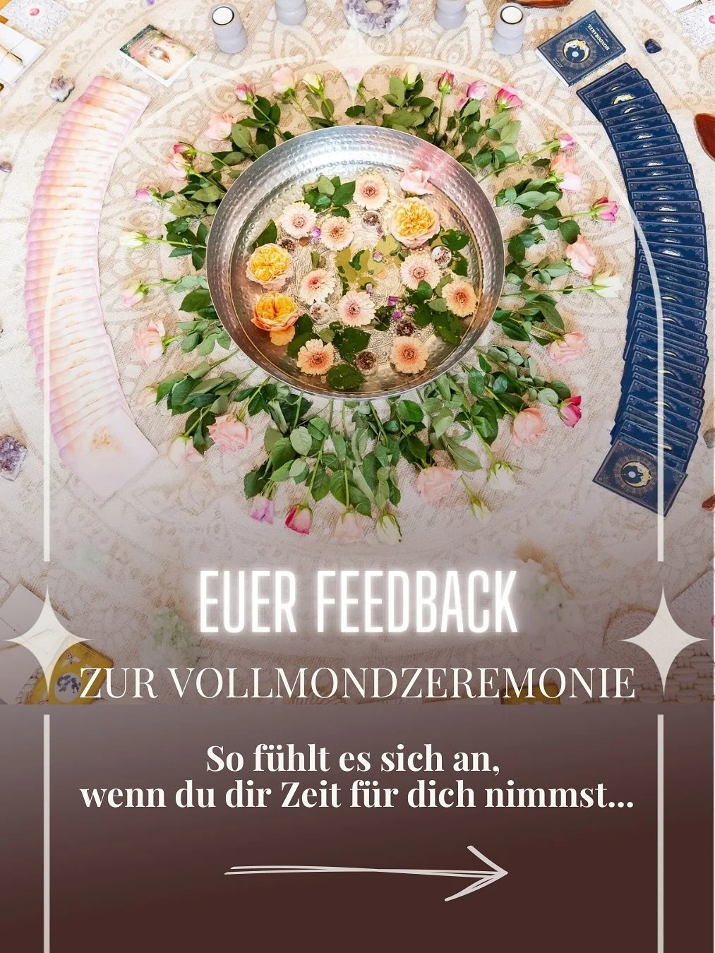 Stell dir vor &hellip;
Du trittst f&uuml;r ein paar Stunden aus dem Alltag heraus.
Kein M&uuml;ssen. Kein Funktionieren.
Nur du, dein Herz und Frauen, die genauso f&uuml;hlen wie du.

🌕 Ein Kreis, in dem du dich zeigen darfst &ndash; ohne Maske, ohn