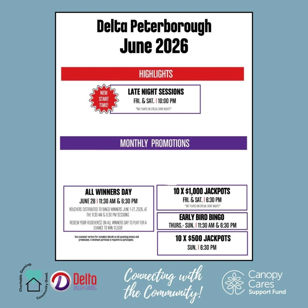 Don't miss out on all things at the Delta Bingo Gaming Centre! Including new "Late Night Sessions" being offered on Friday &amp; Saturday night's! 🌙

Did you know that Delta Bingo Gaming has partnered with 960+ charitable organizations in 