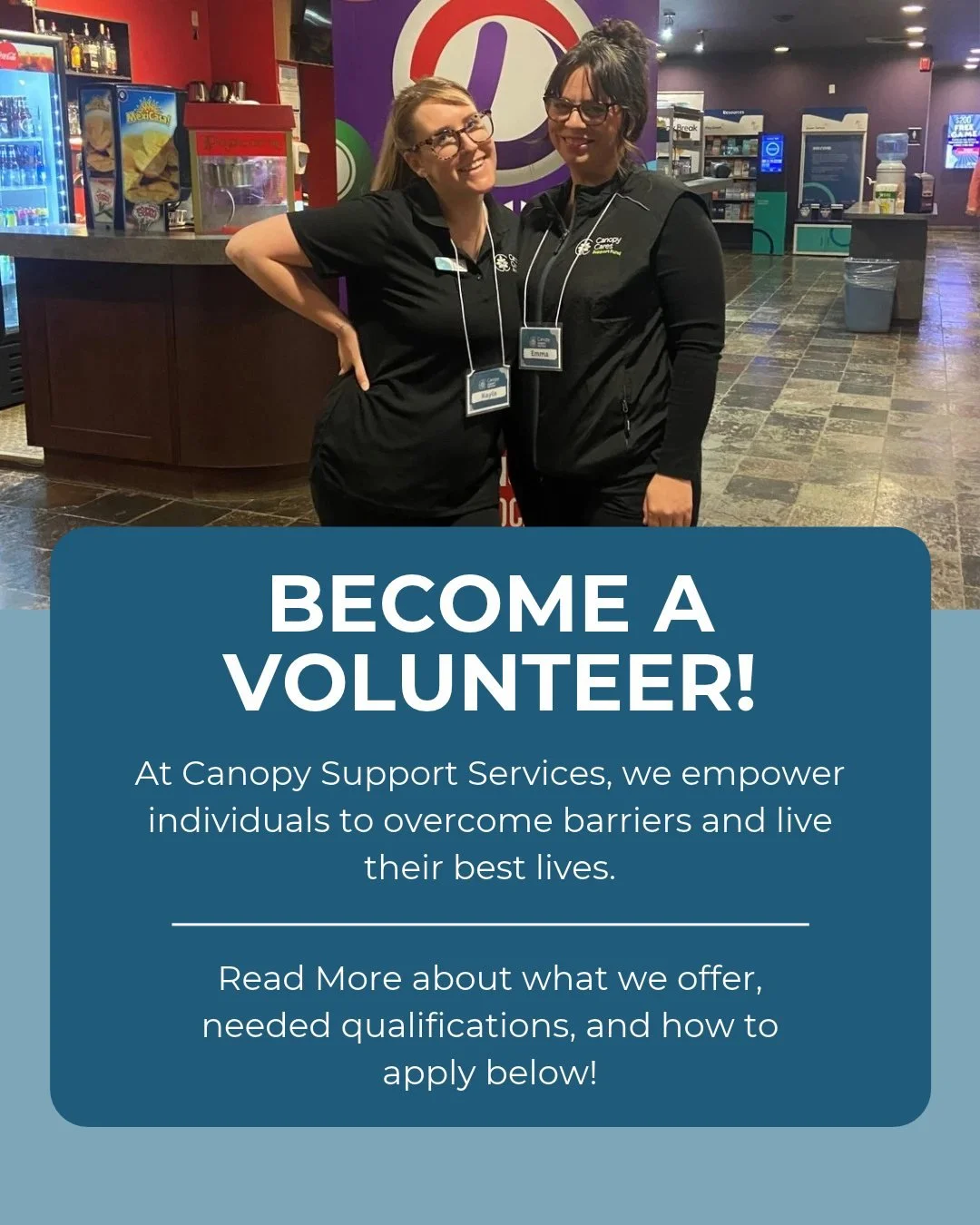 Interested in Volunteering with us? 

WHAT WE OFFER
- Contributing to our strategic directions &amp; helping enhance the presence of Canopy within our community
- Opportunities to join other volunteering positions in the organization
- Reference lett