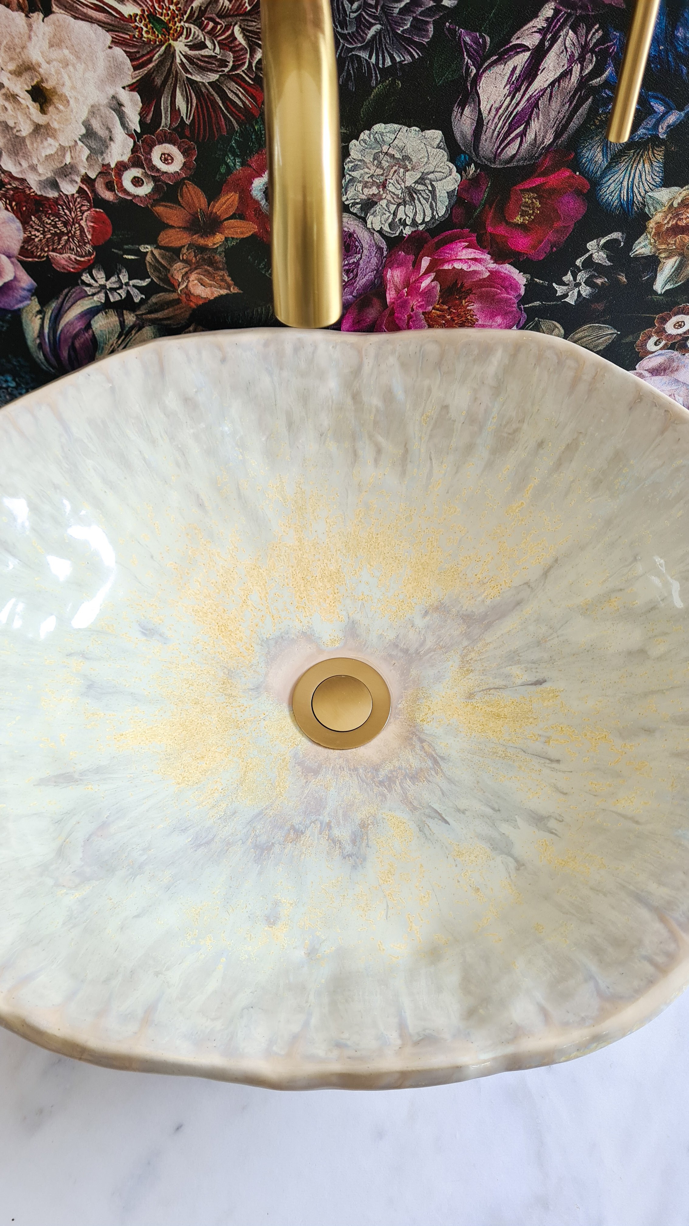Large Dream Catcher Ceramic Bathroom Basin, countertop modern freestanding basin. Sculptural pedestal basin, modern bathroom furniture. Bathroom Sink. Made in the UK by Jenny Hopps Bespoke Basins