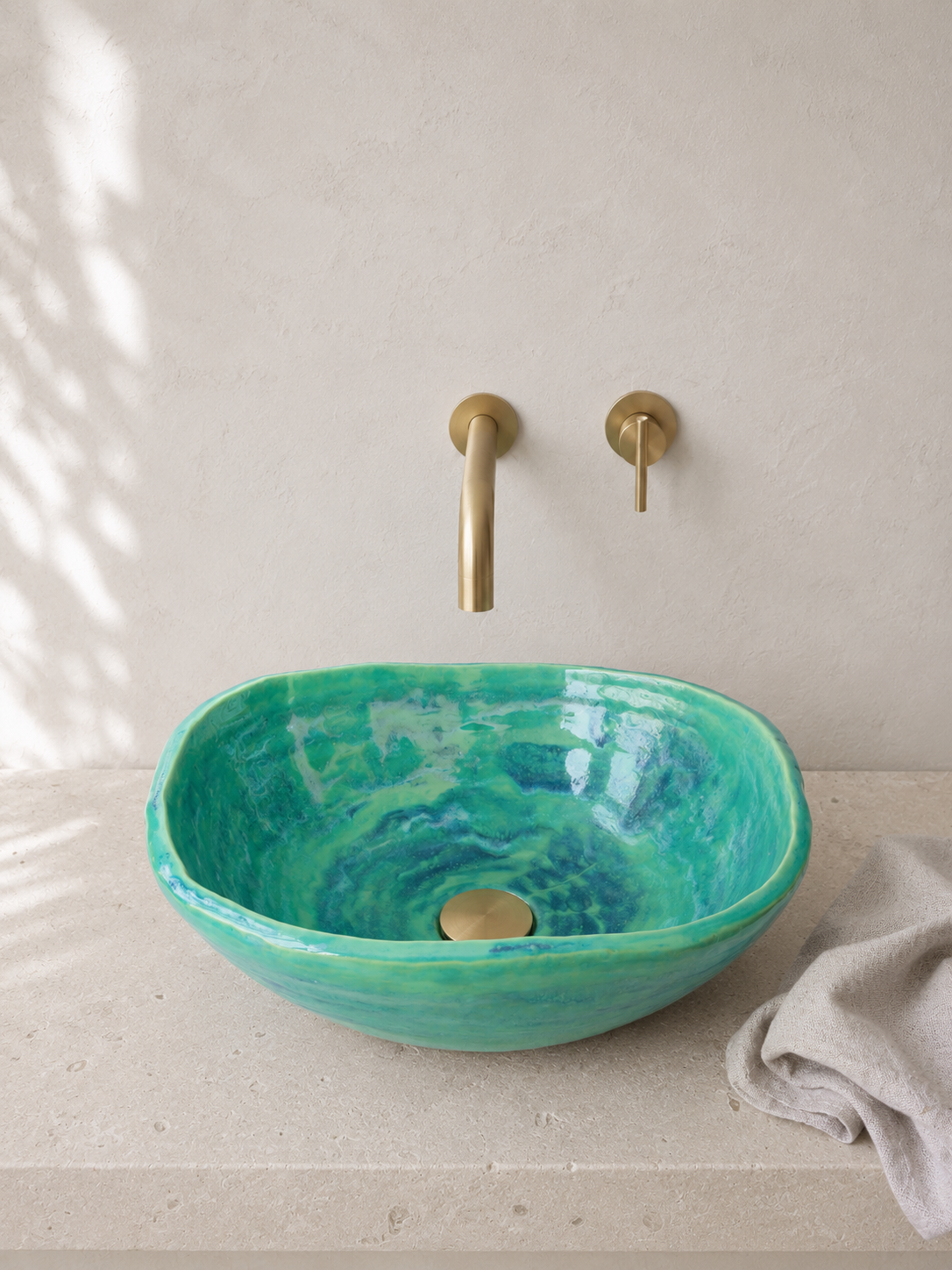 Sculptural Ceramic Bathroom Basin - Lagoon Flow