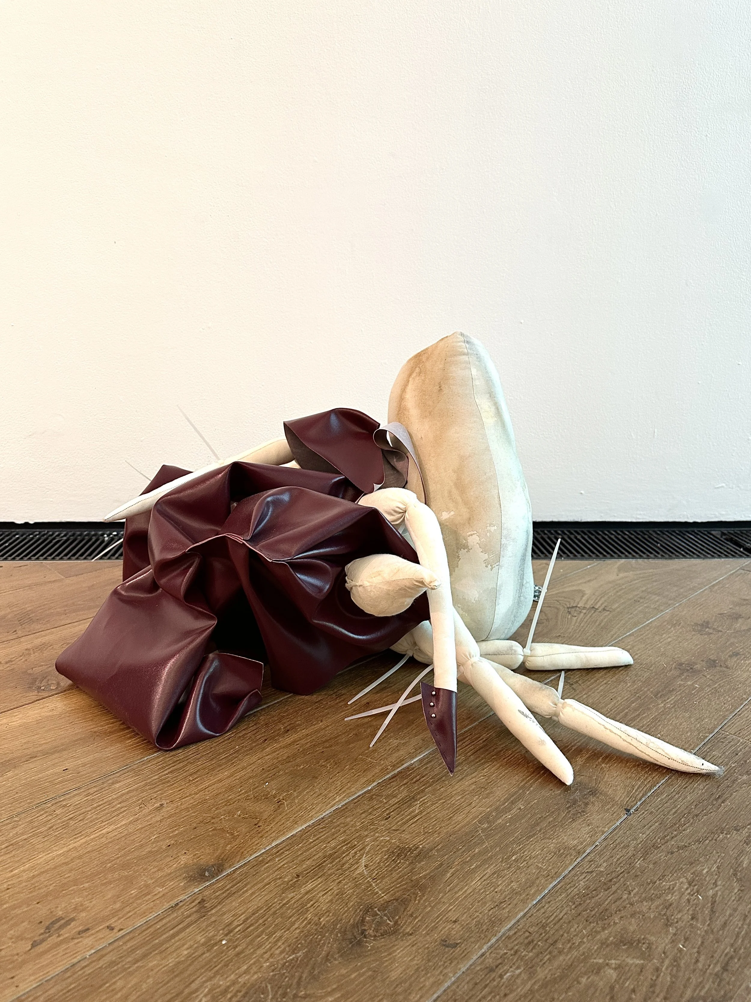 Hood of The Night 2026, Acrylic on Calico, Cable Ties, Chain & Leatherette  