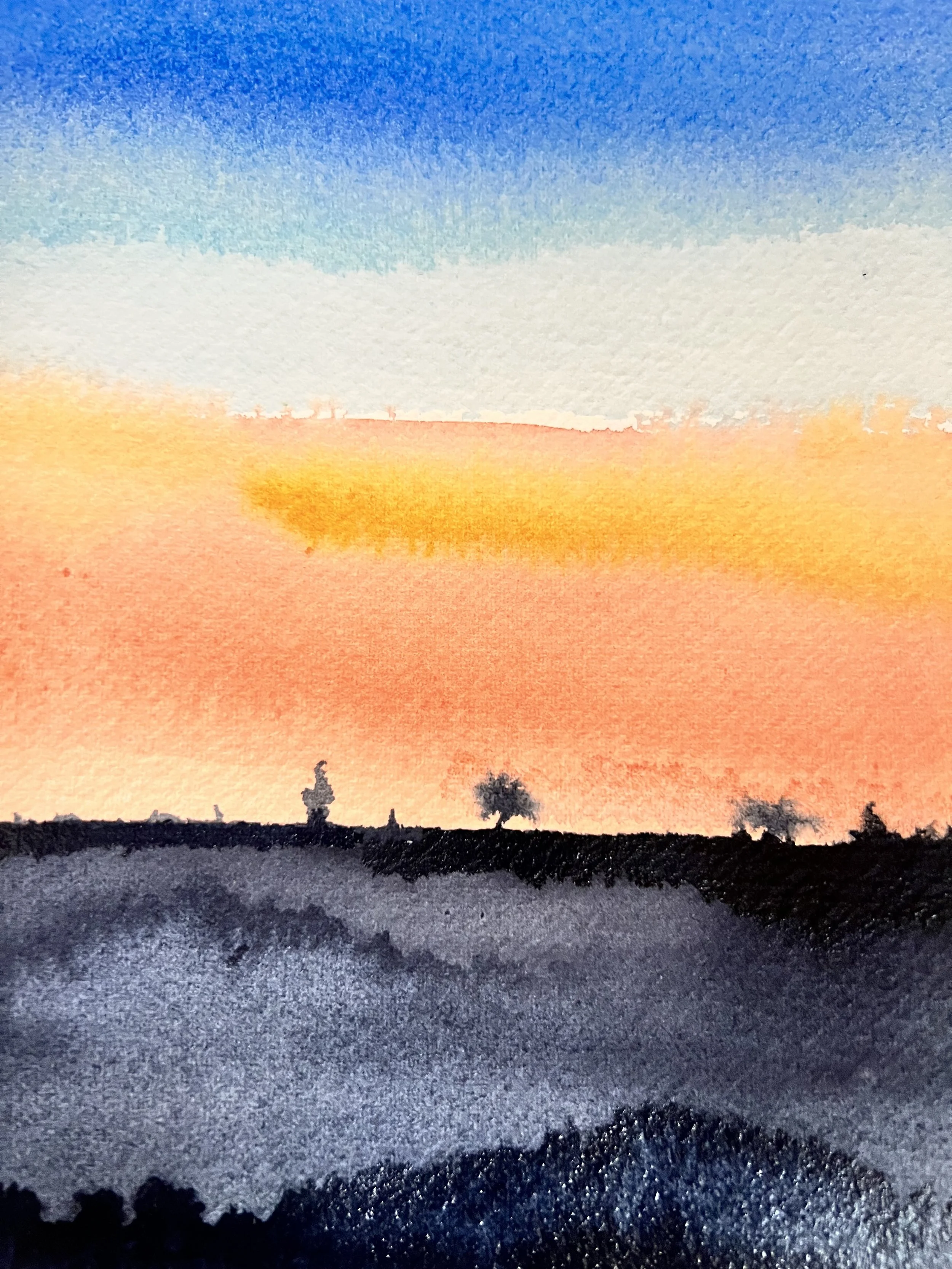 Skiss i akvarell- alvaret på Öland i mars