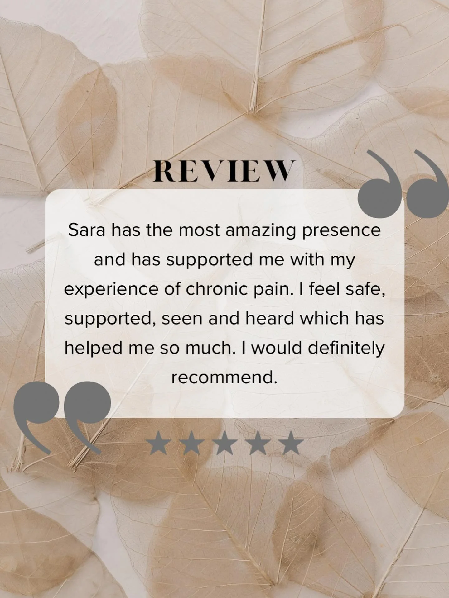 ✶ R E V I E W ✶

Testimonials like this always land straight in the heart.

It means so much to know that the space we create together can ease pain, steady the nervous system, and bring you back to yourself.

Thank you for trusting the process 💫 
.