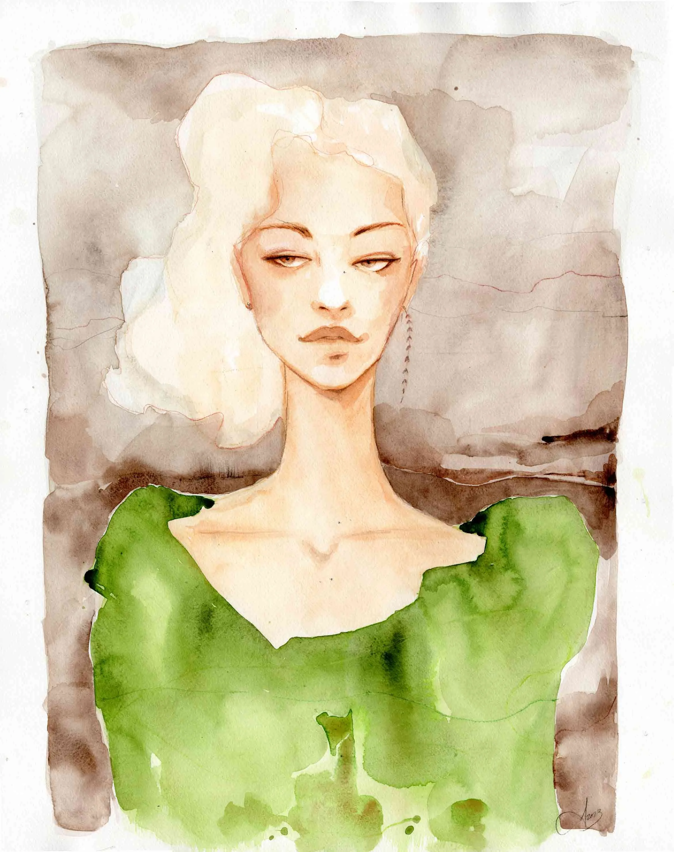 AnnieDuguay_La-robe-verte_watercolors_16x20.jpg