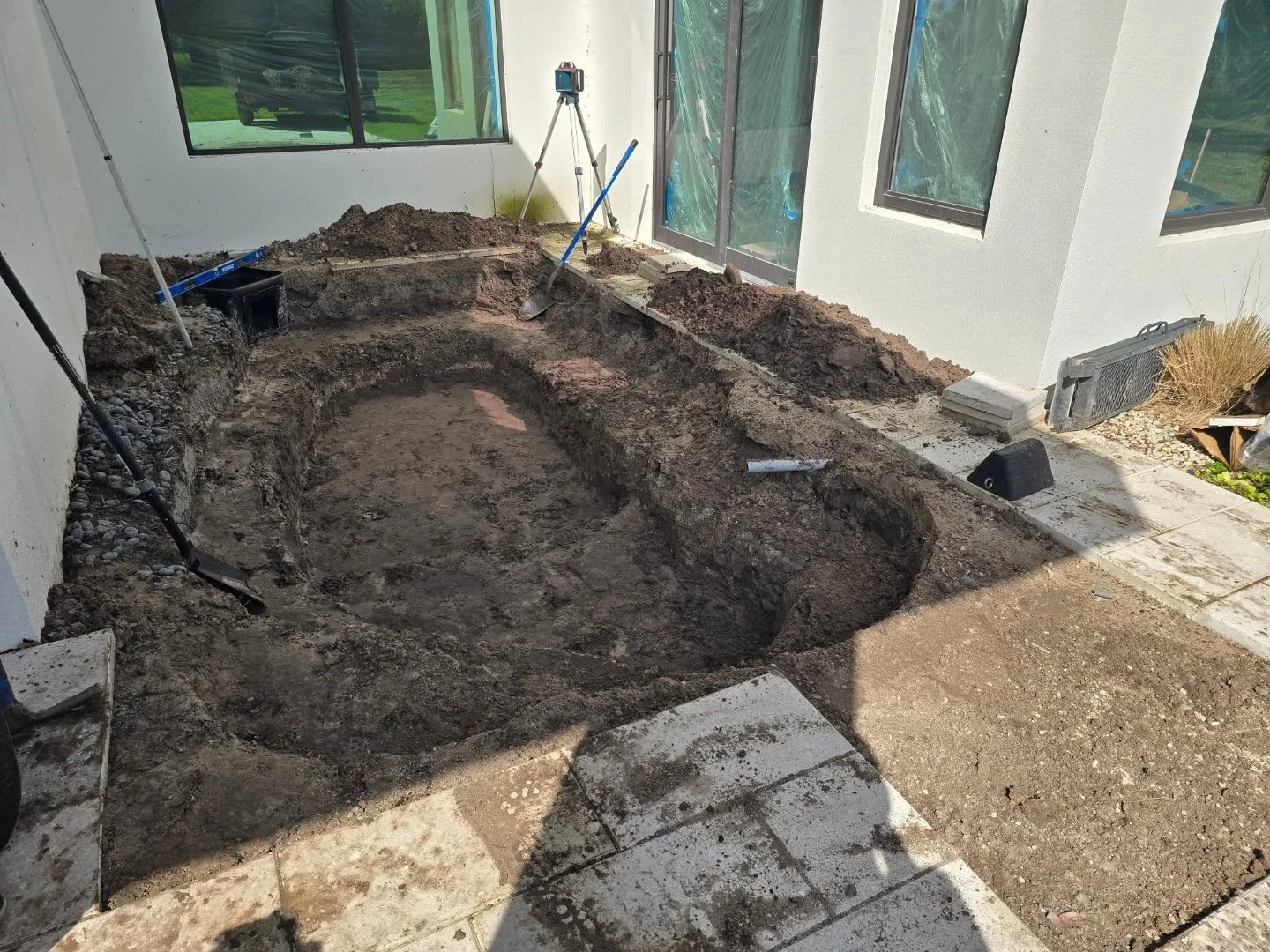 Pond is dug, putting line in, start rocking. Doing a 8x15 pond with the 6000 biofall, 45 stack slate urn with a 27 fountain bowl. #conleyponds #pond #waterfeature #waterfalls #peaceful