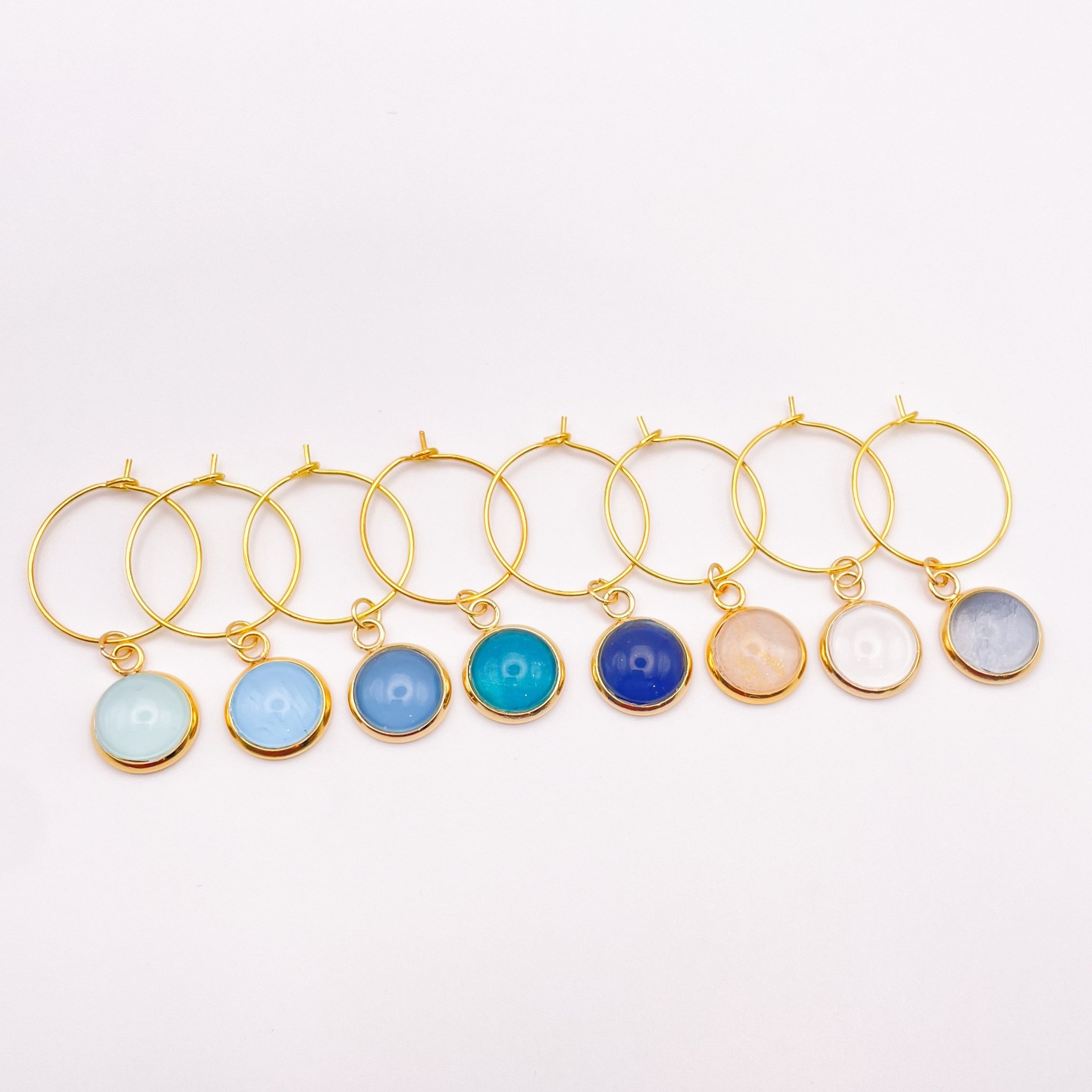 handmade wine glass charm set in beachy colors