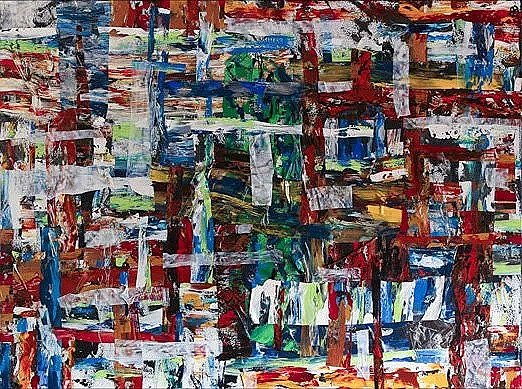 patchwork acrylic painting