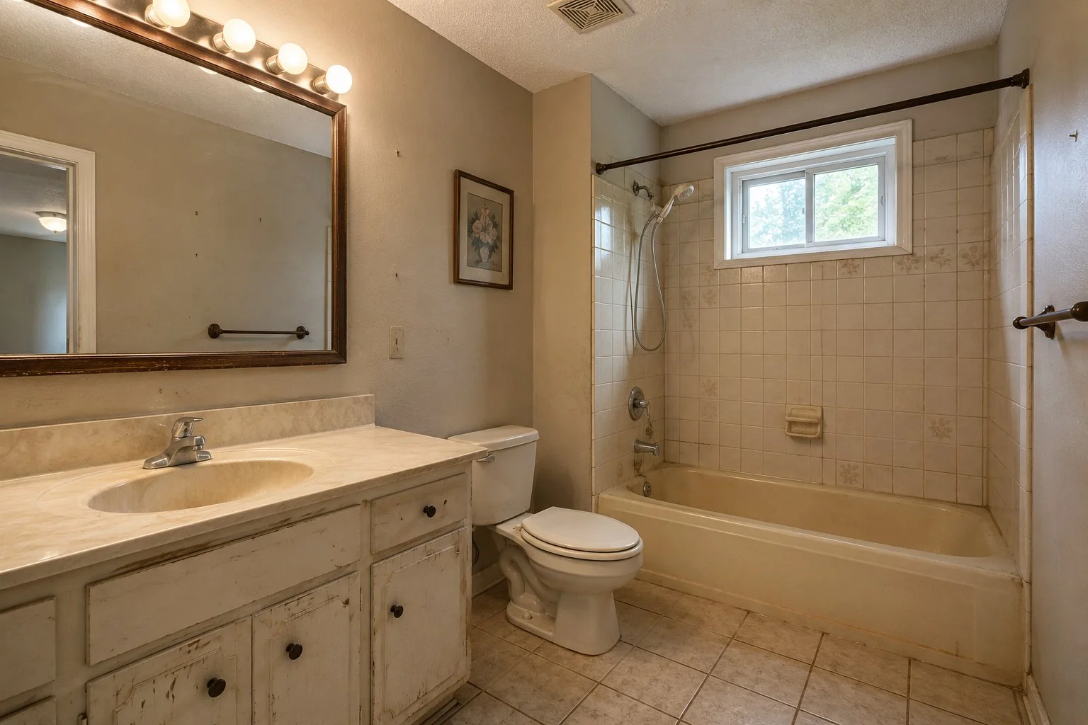 Outdated bathroom ready for renovation in Hamilton