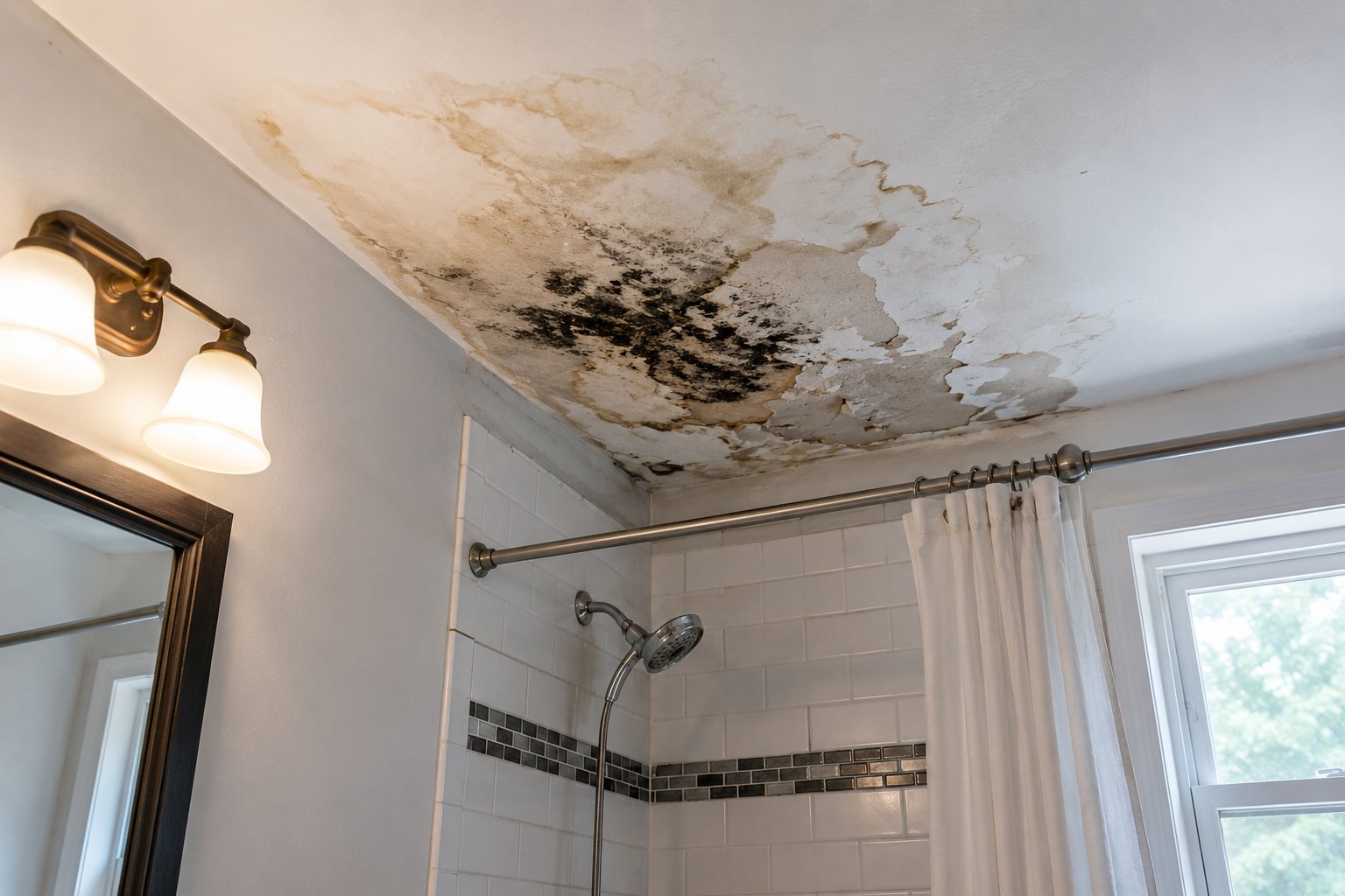 Water damage identified during bathroom renovation project