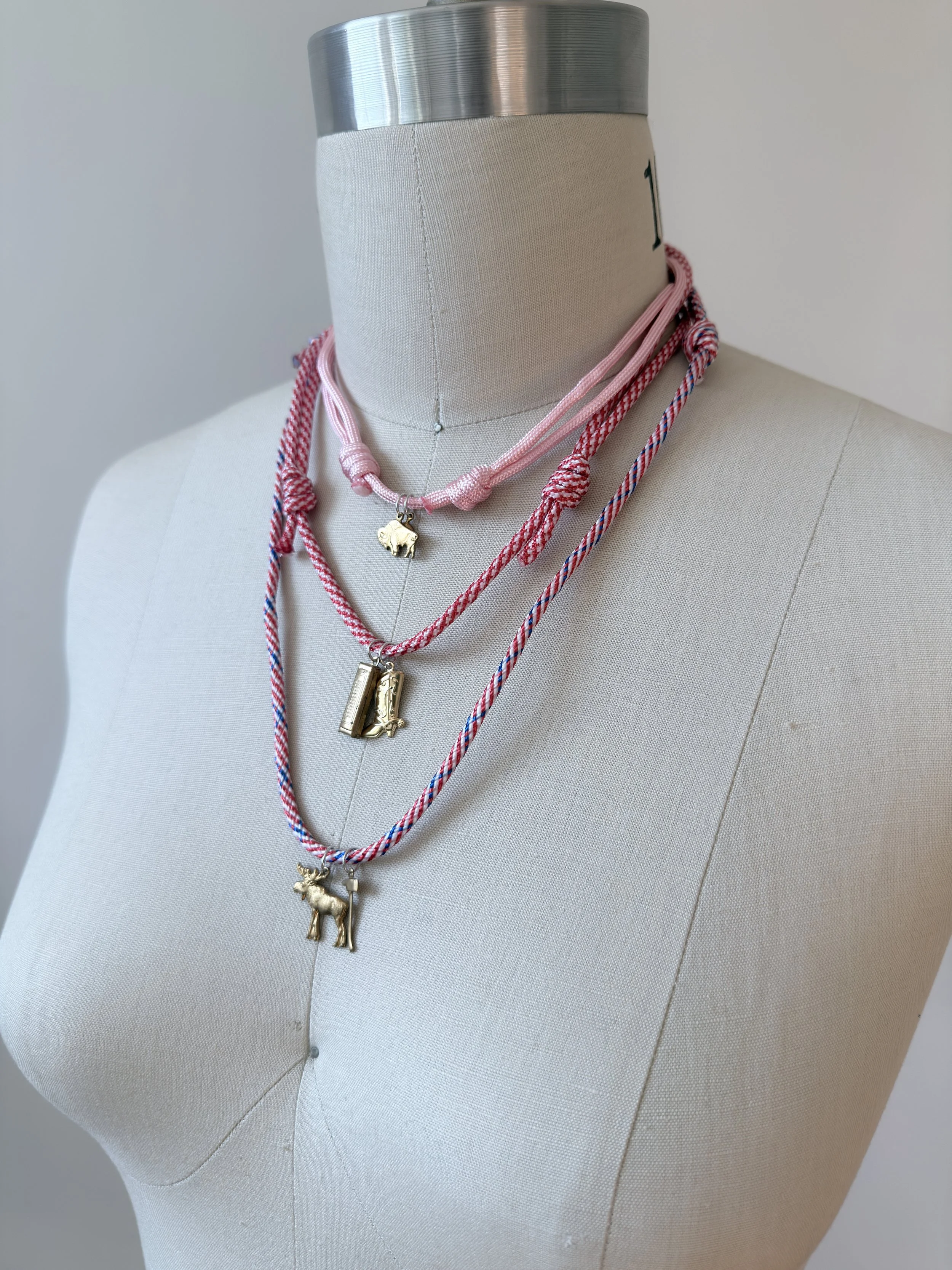 Vintage Brass Charm on Paracord Necklace