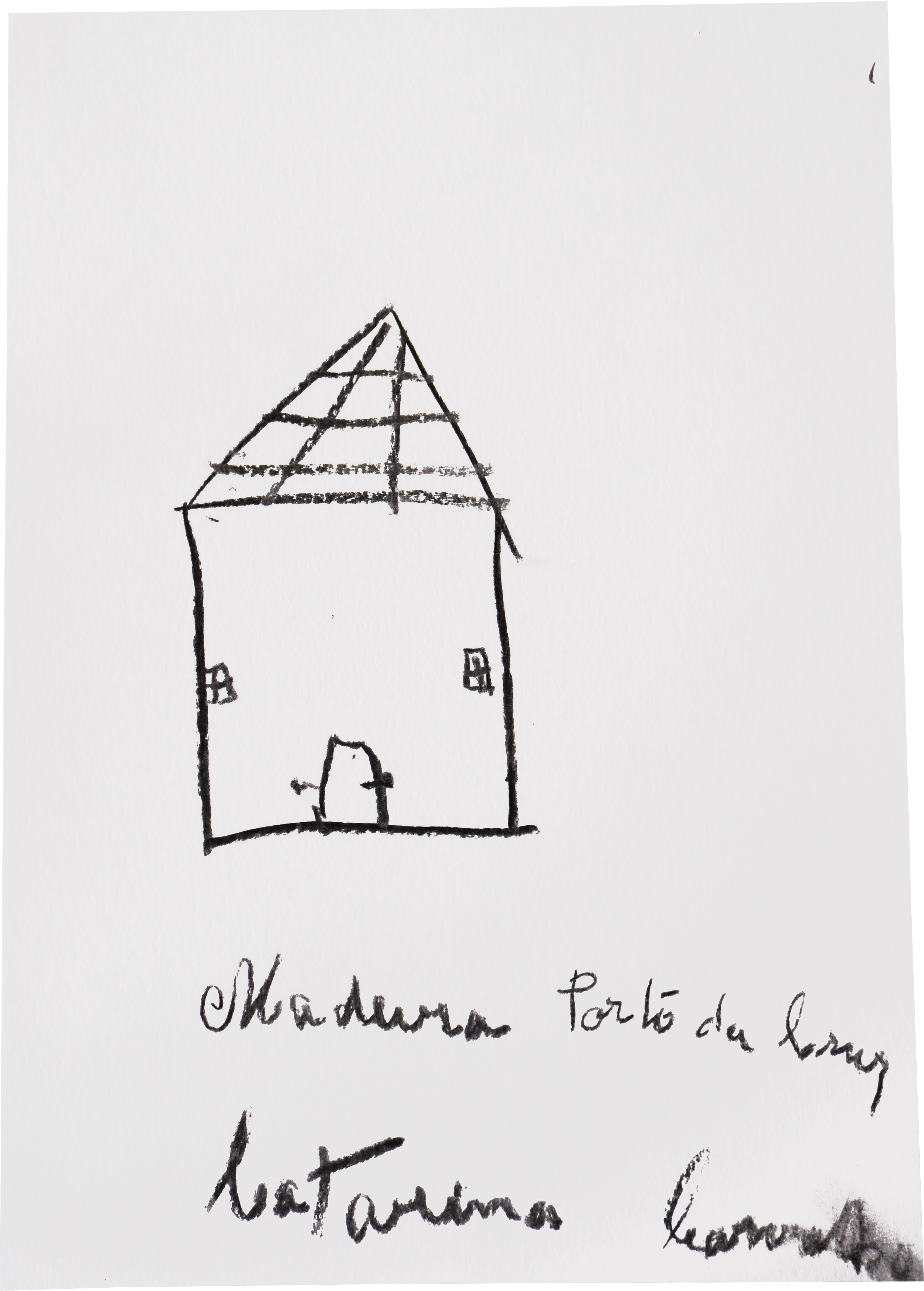 Desenho de  Catarina Gouveia , da sua escola na vila Porto da Cruz, na Madeira.