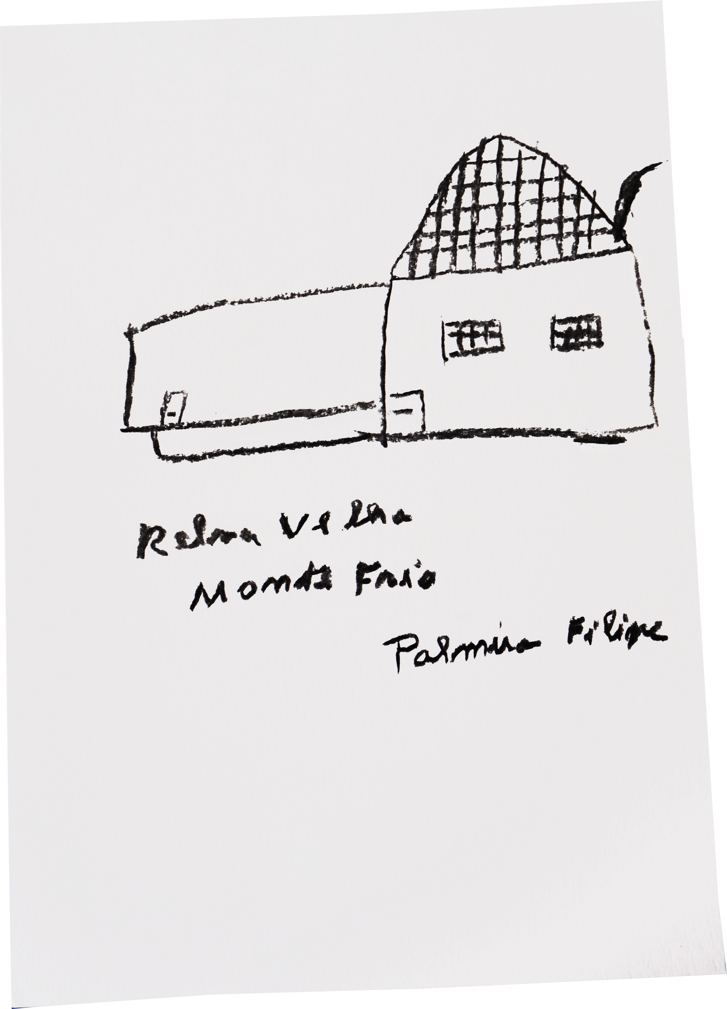 Desenho de  Palmira Filipe , da sua escola no concelho de Arganil, em Coimbra.