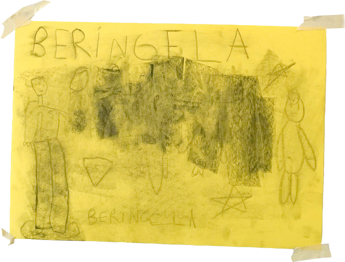 Frame do stop motion que ilustra a brincadeira  Beringela .
 Desenhado por  Rodrigo Neves, Oscar Robalo e Yanki Okumus. 