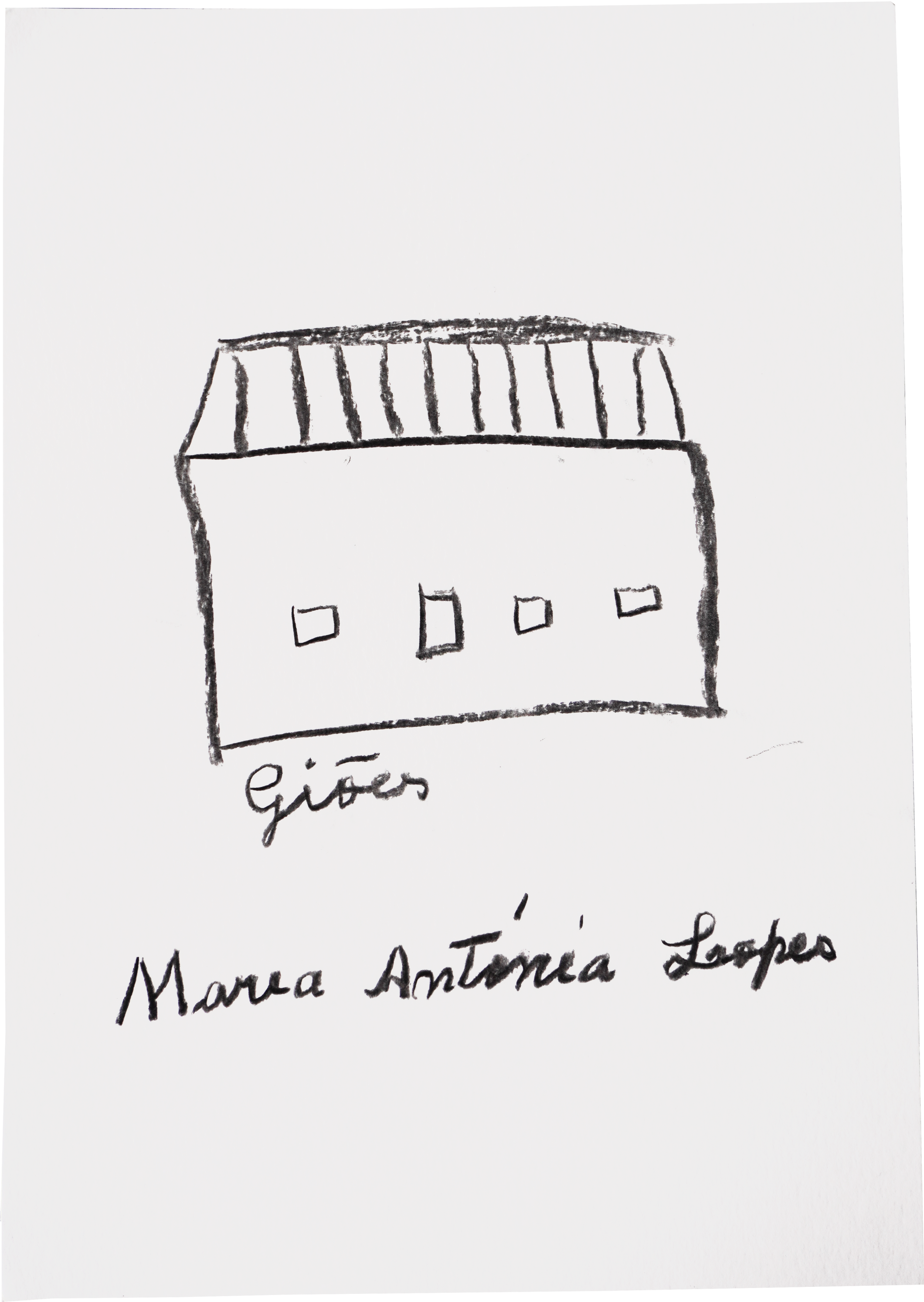 Desenho de  Maria Antónia Lopes , da sua escola no concelho de Alcoutim, em Faro.