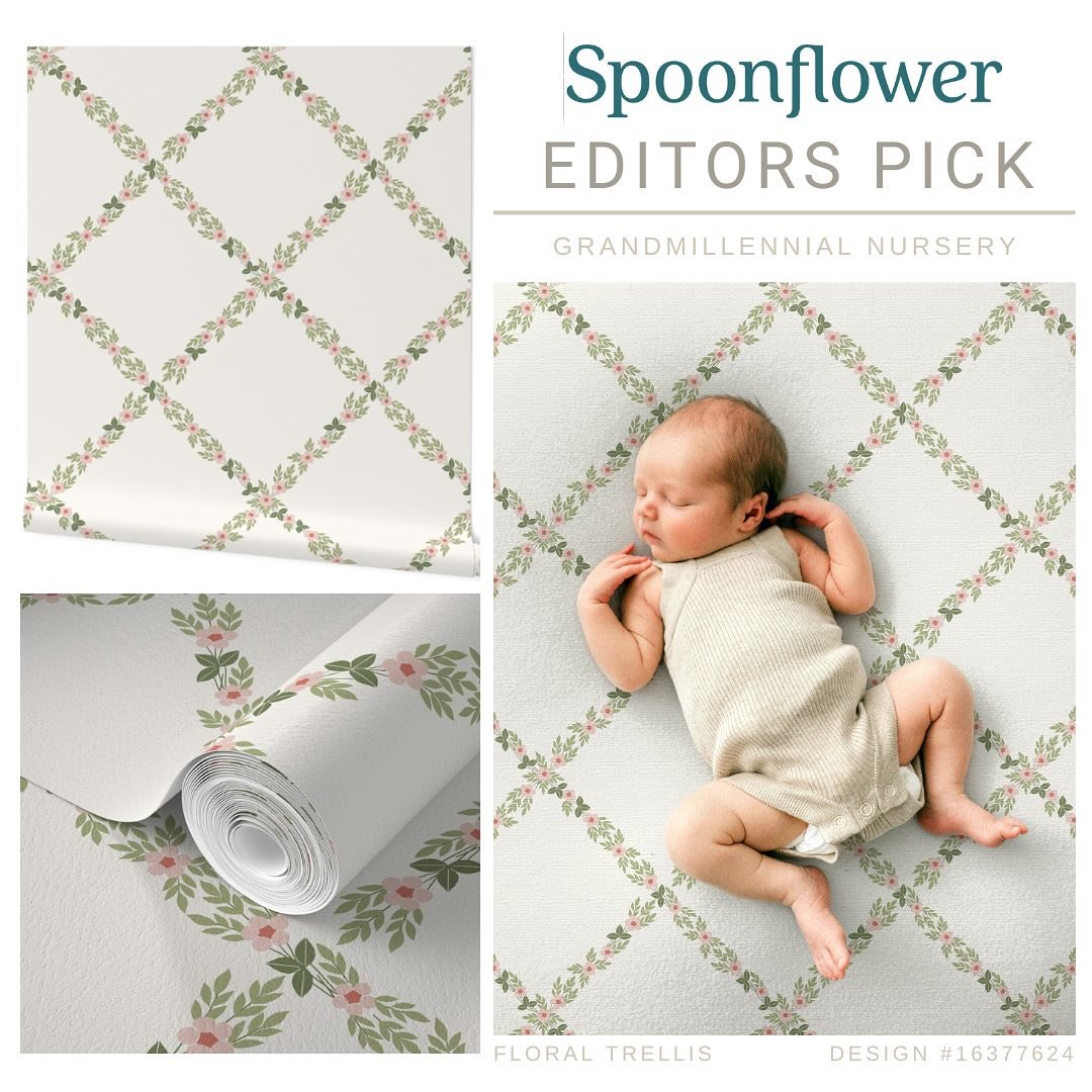 If you are looking for nursery wallpaper, Spoonflower has so many fun curated categories to peruse. Grandmillenial Nursery, and Soulful Boho Nursery are two of those categories, and in them you can find these two floral designs of mine in the offerin