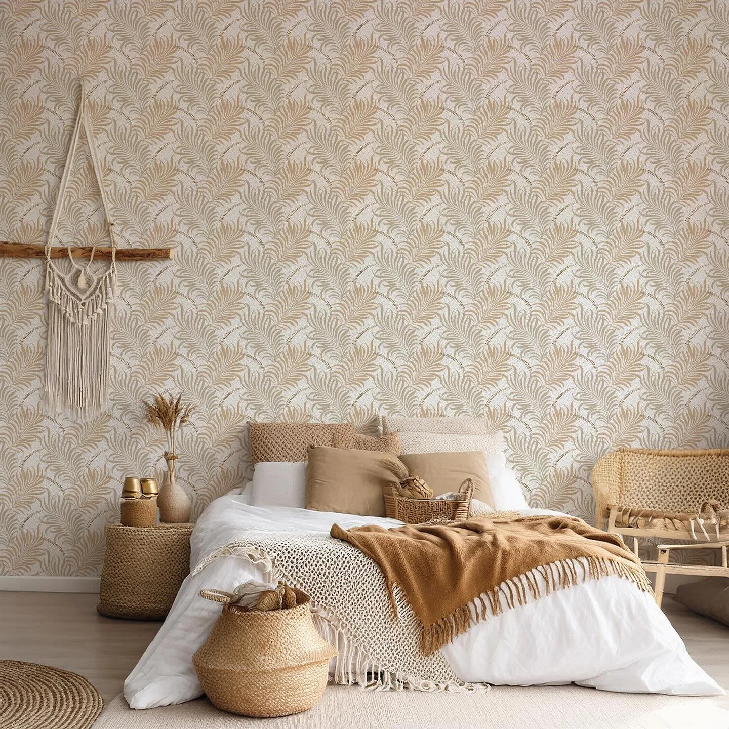 I originally designed this pattern with fabric in mind, but I have to admit&mdash;I&rsquo;m totally loving how it looks on wallpaper in these soft, neutral tones! 🌿 Available in my @spoonflower shop in many colors. 🦋
What do you think&mdash;fabric 