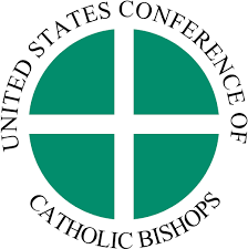 Logo of the United States Conference of Catholic Bishops featuring a circular design with a cross in the center and the organization's name around it.